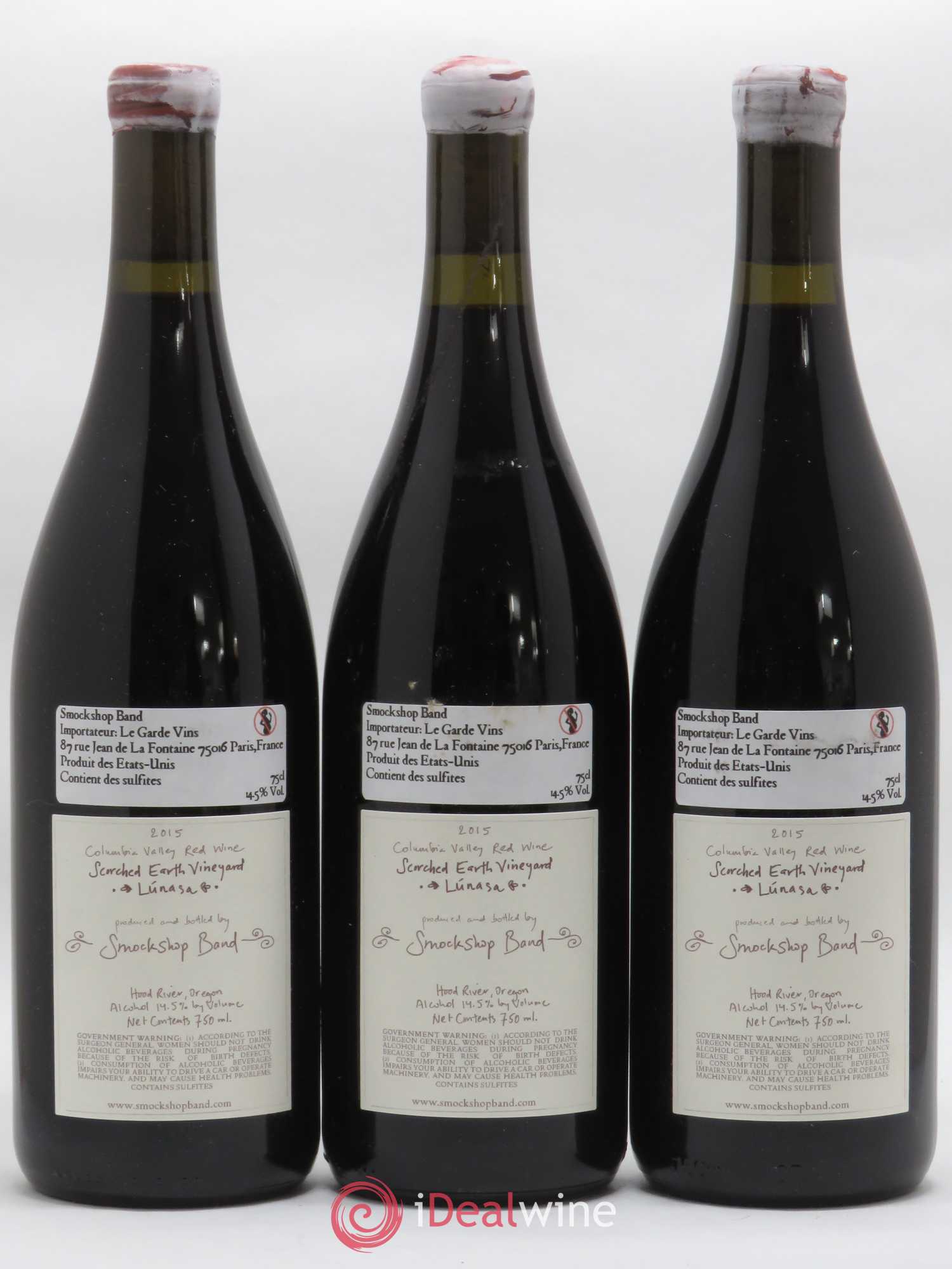 Columbia Gorge Smockshop Band Sorched Earth Vineyard Lunasa Hiyu Farm 2015 - Lot de 3 bouteilles - 1