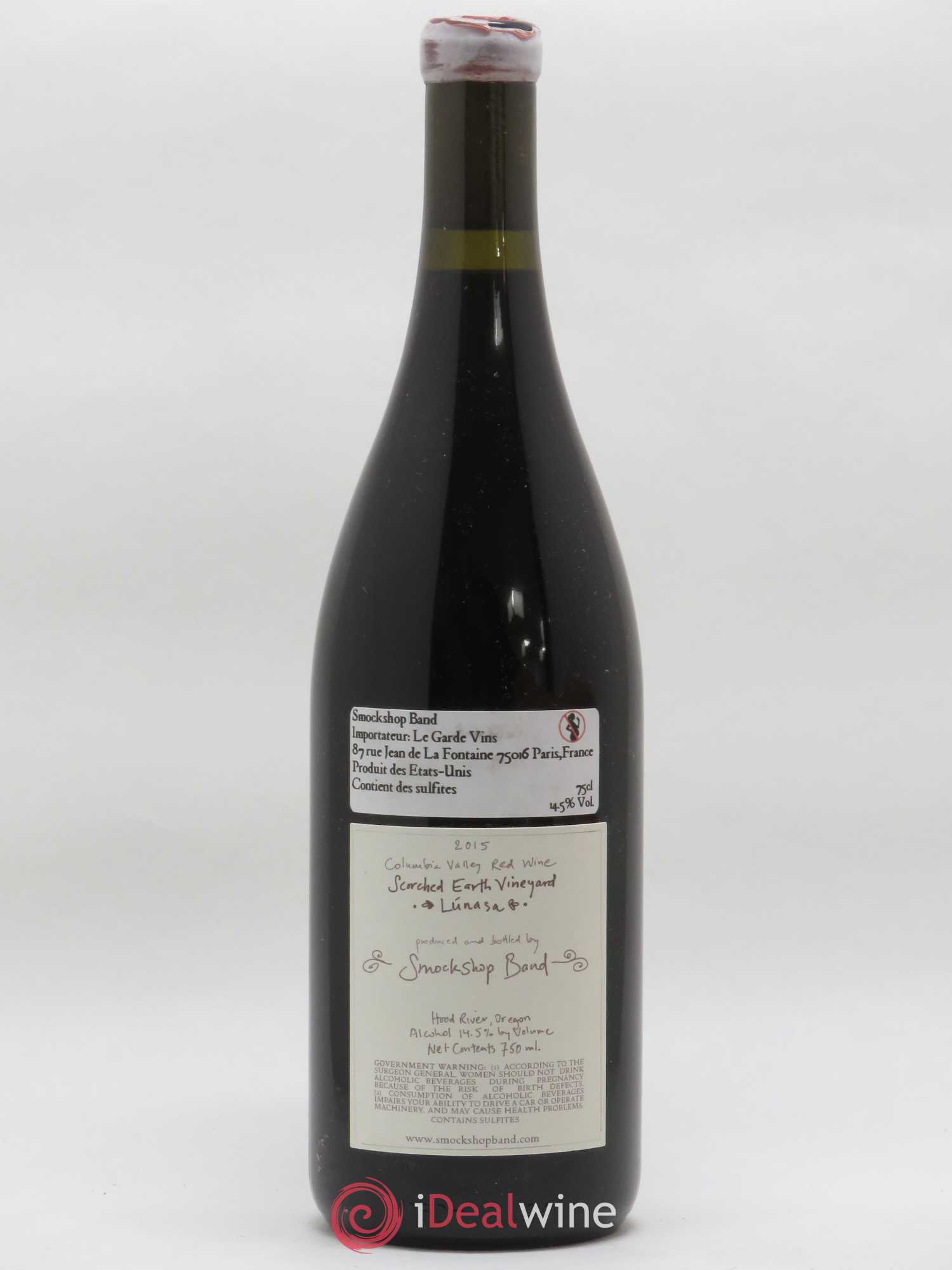 Columbia Gorge Smockshop Band Sorched Earth Vineyard Lunasa Hiyu Farm 2015 - Lot de 1 bouteille - 1