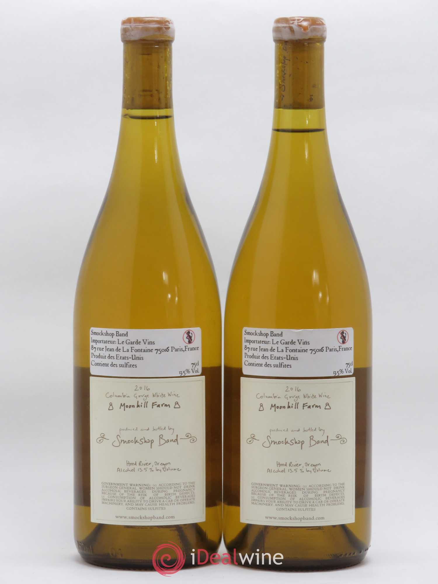 Columbia Gorge Smockshop Band Moonhill Farm Chardonnay Hiyu Farm 2016 - Lot de 2 bouteilles - 1