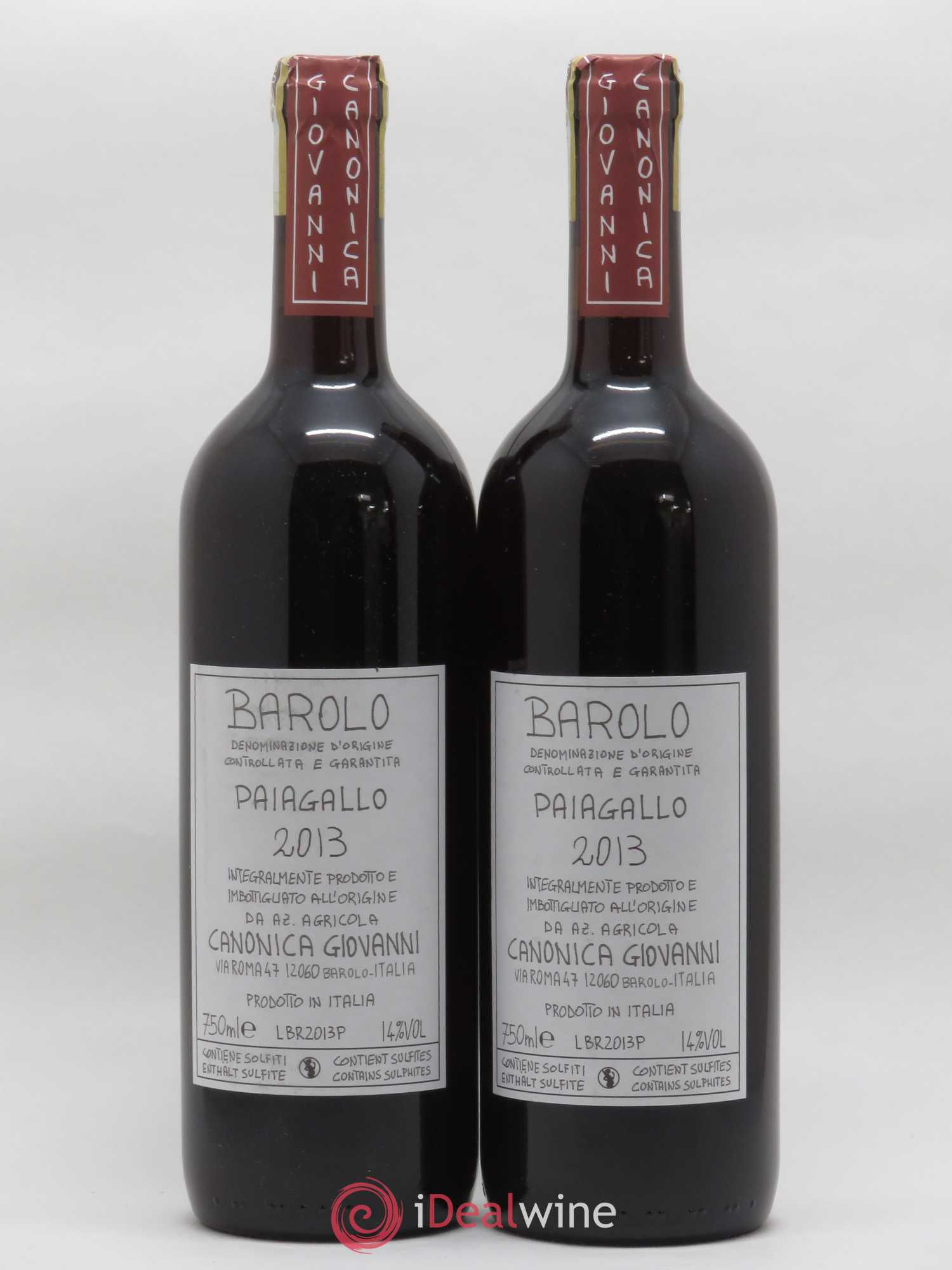 Barolo DOCG Paiagallo Giovanni Canonica 2013 - Lot de 2 bouteilles - 0