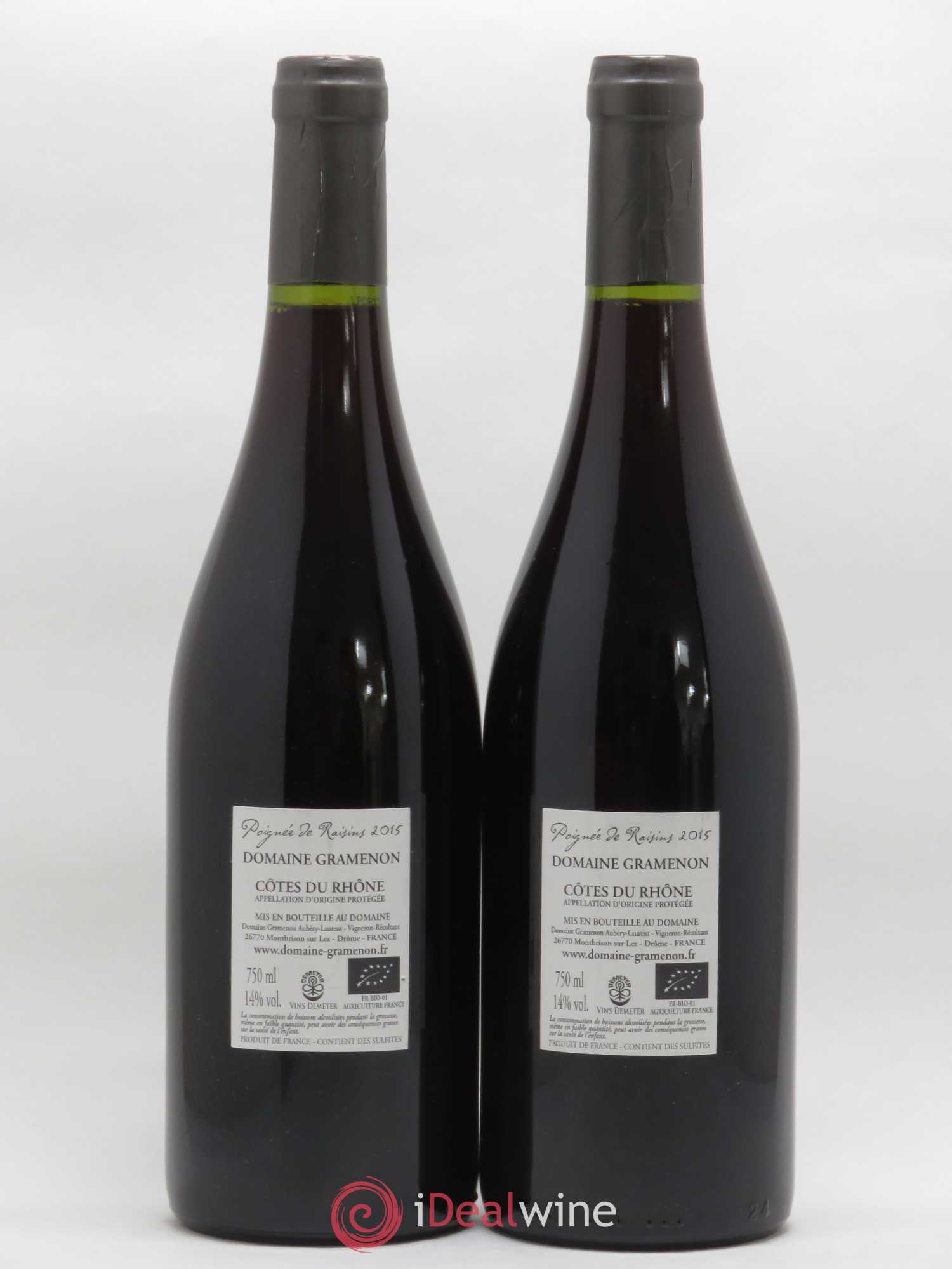Côtes-du-Rhône Poignée de raisins Gramenon (Domaine) 2015 - Lot de 2 bouteilles - 1