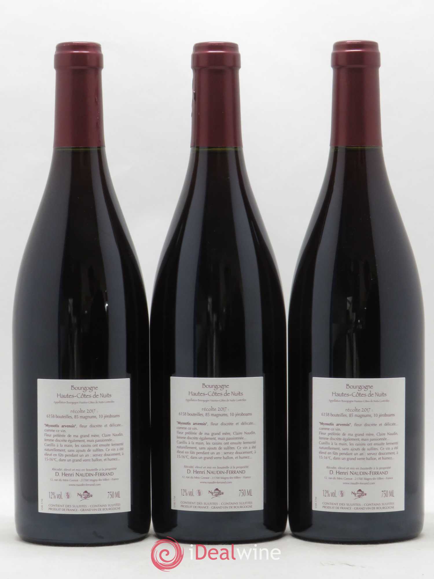 Hautes-Côtes de Nuits Myosotis Arvensis Naudin-Ferrand (Domaine) 2017 - Lot de 3 bouteilles - 1
