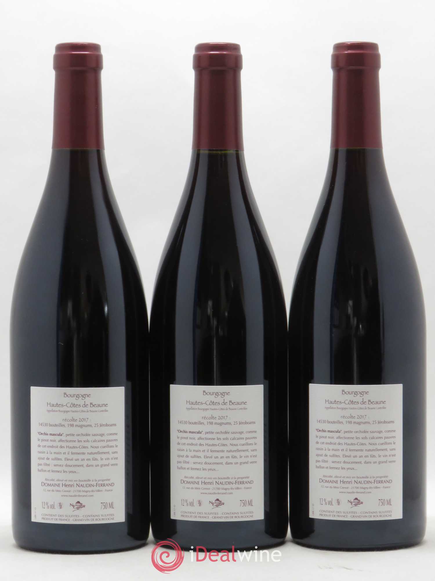 Hautes-Côtes de Beaune Orchis Mascula Naudin-Ferrand (Domaine) 2017 - Lot de 3 bouteilles - 1