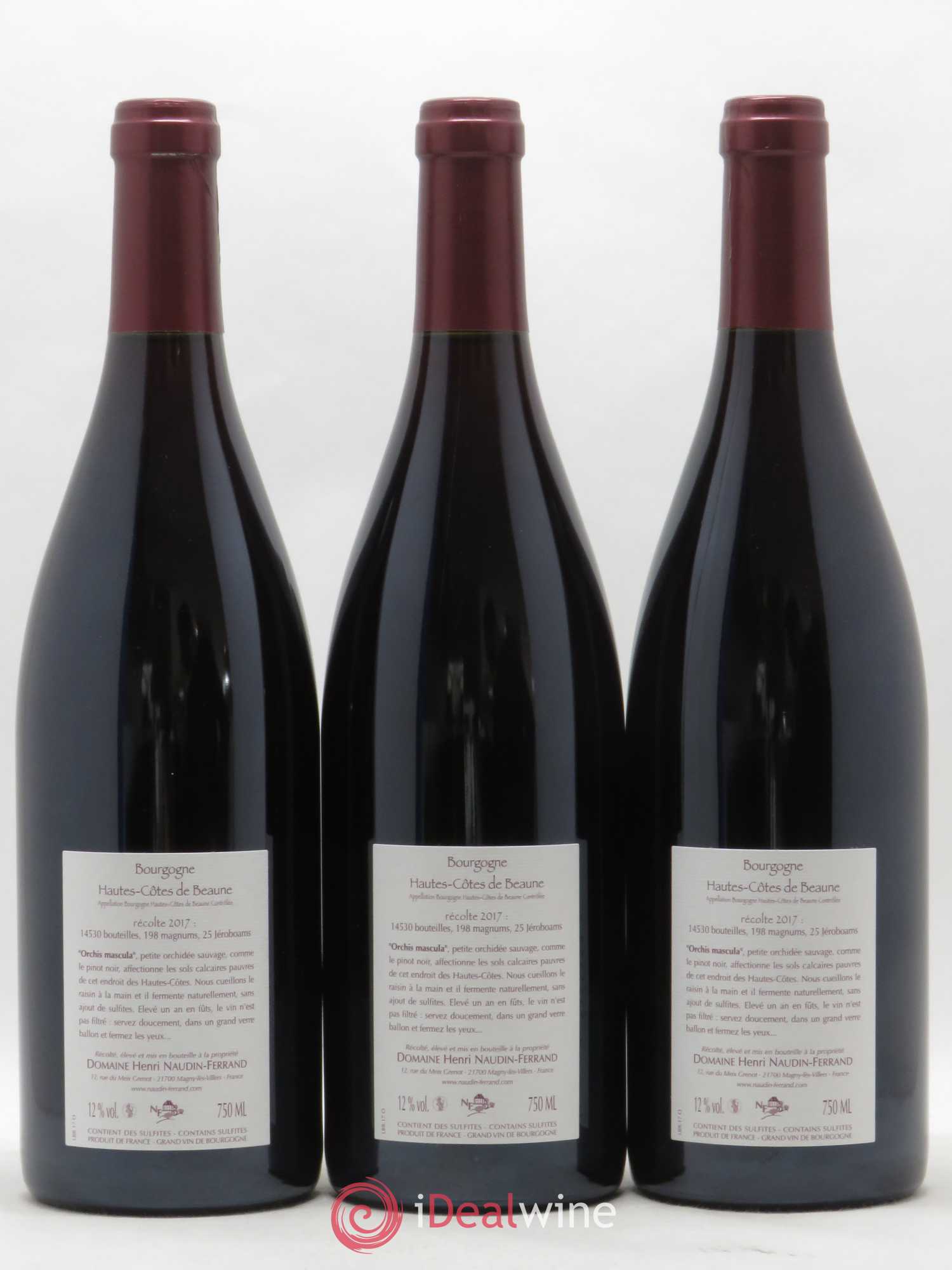 Hautes-Côtes de Beaune Orchis Mascula Naudin-Ferrand (Domaine) 2017 - Lot de 3 bouteilles - 1