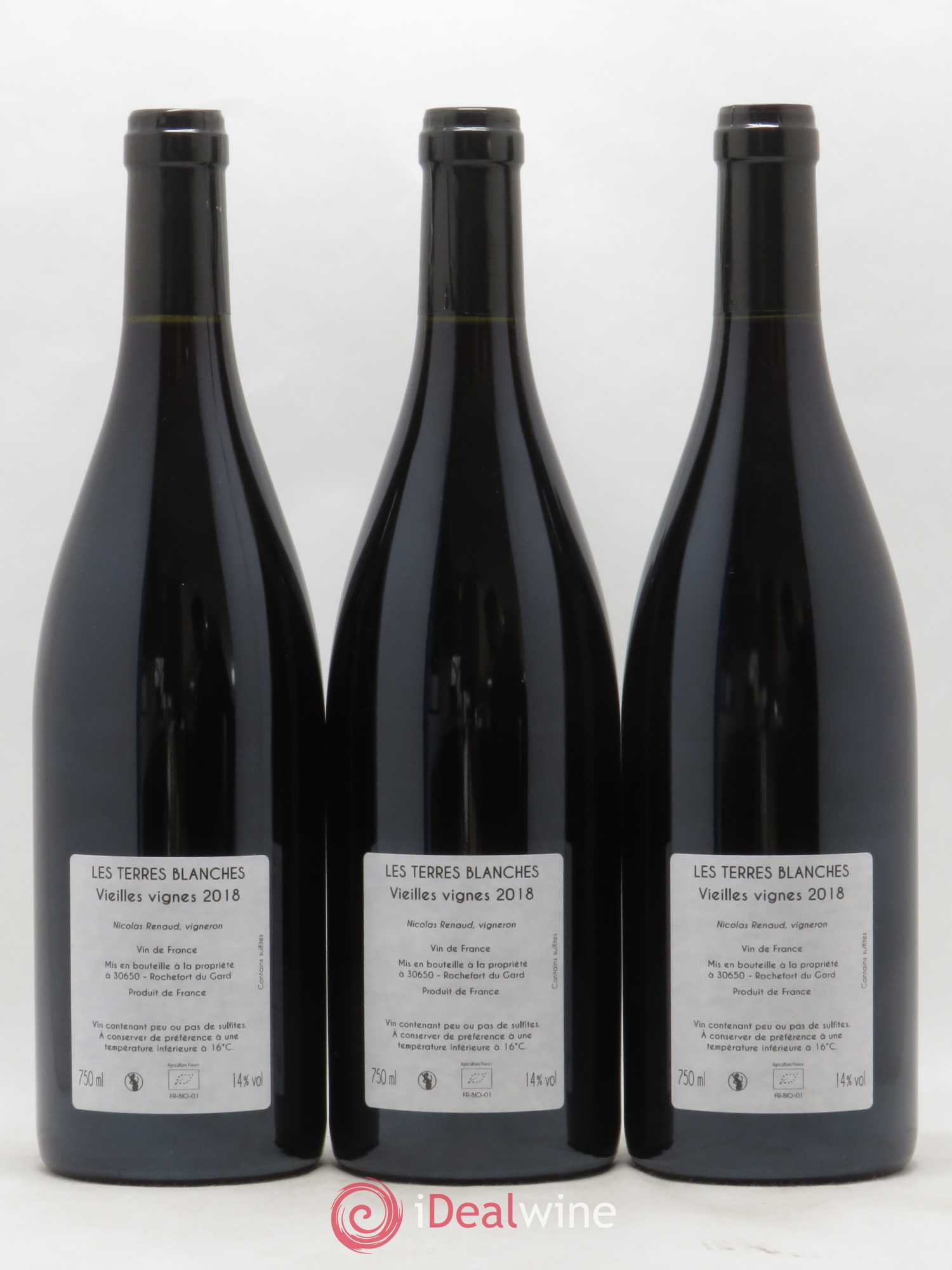 Vin de France Les Terres Blanches Vieilles vignes Clos des Grillons 2018 - Lot de 3 bouteilles - 1