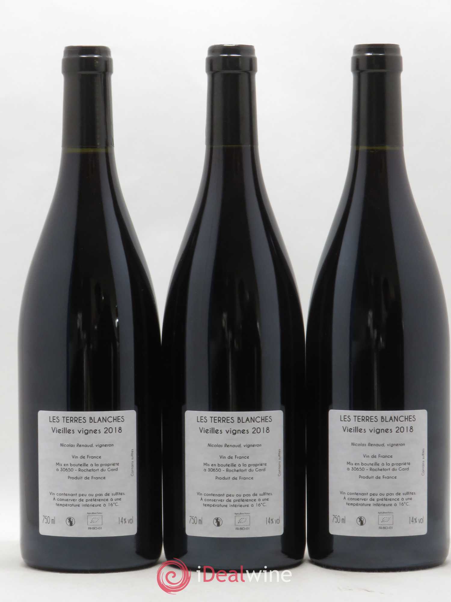 Vin de France Les Terres Blanches Vieilles vignes Clos des Grillons 2018 - Lot de 3 bouteilles - 1