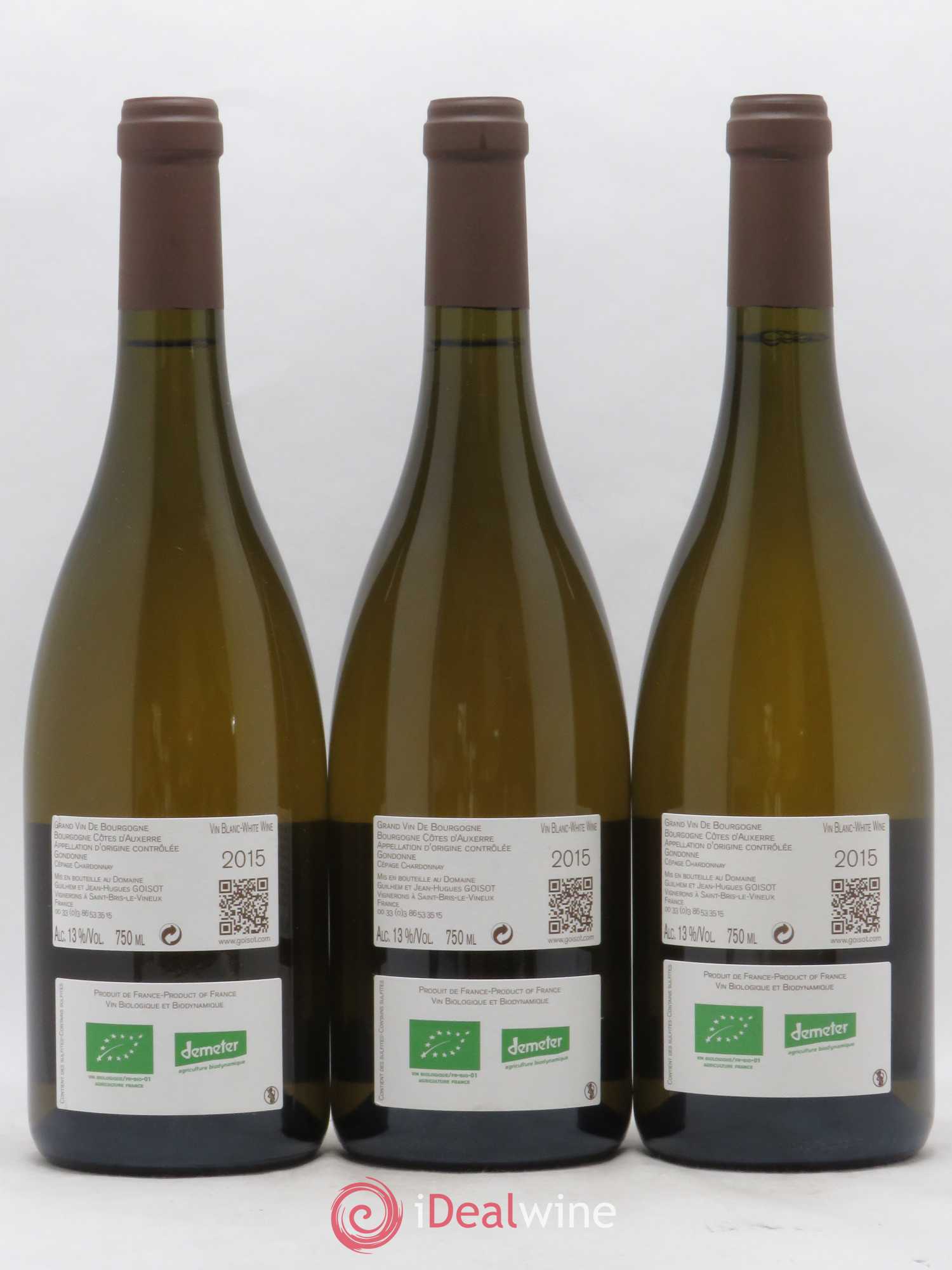 Bourgogne Côtes d'Auxerre Gondonne Goisot 2015 - Lot de 3 bouteilles - 1
