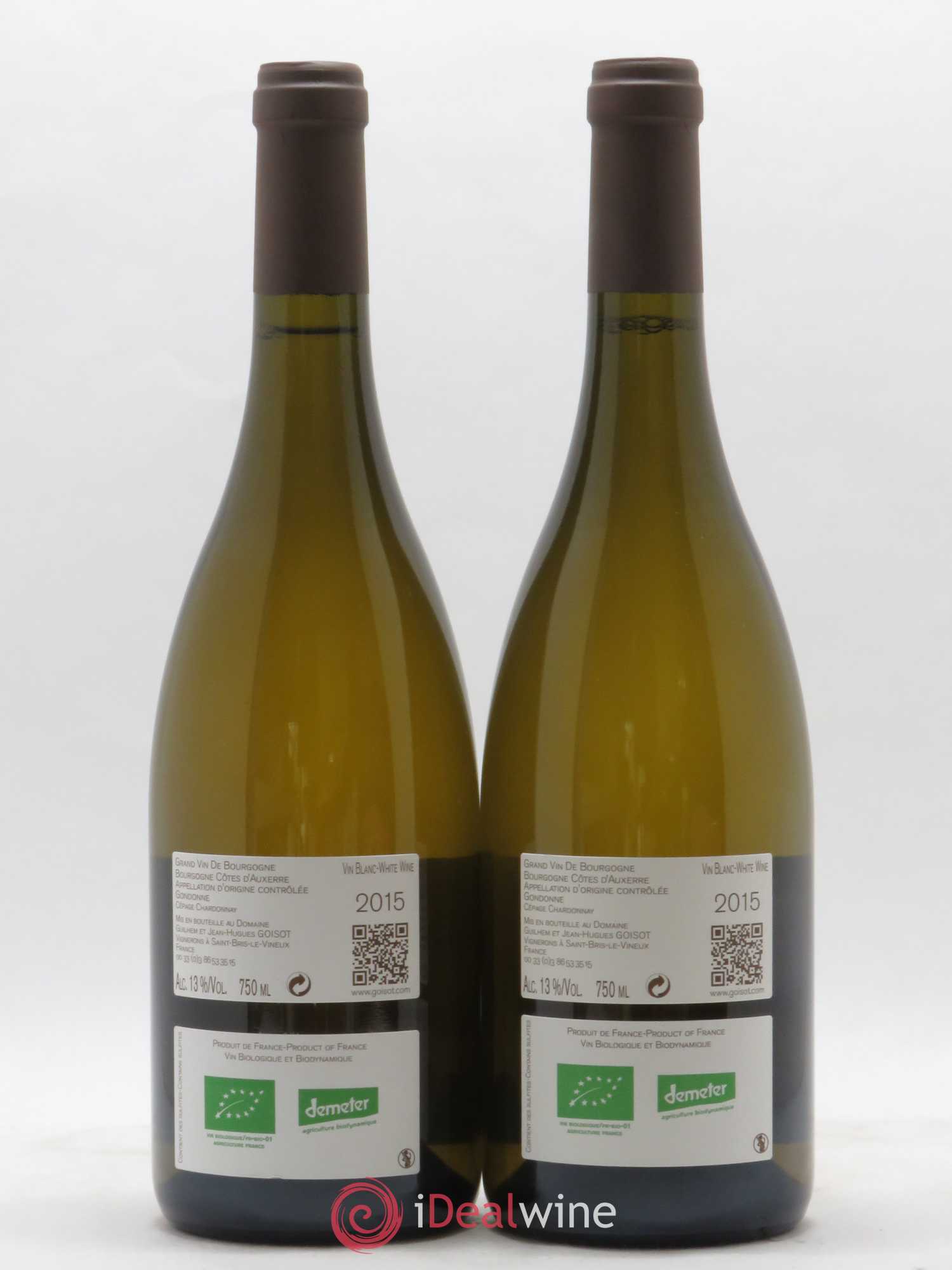 Bourgogne Côtes d'Auxerre Gondonne Goisot 2015 - Lot de 2 bouteilles - 1