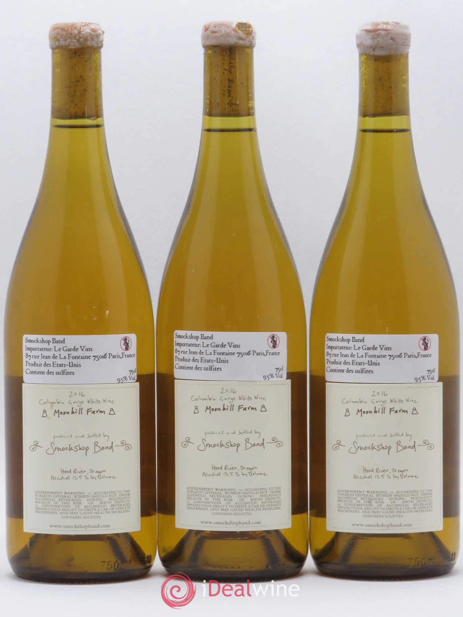 Columbia Gorge Smockshop Band Moonhill Farm Chardonnay Hiyu Farm 2016 - Lot de 3 bouteilles - 1
