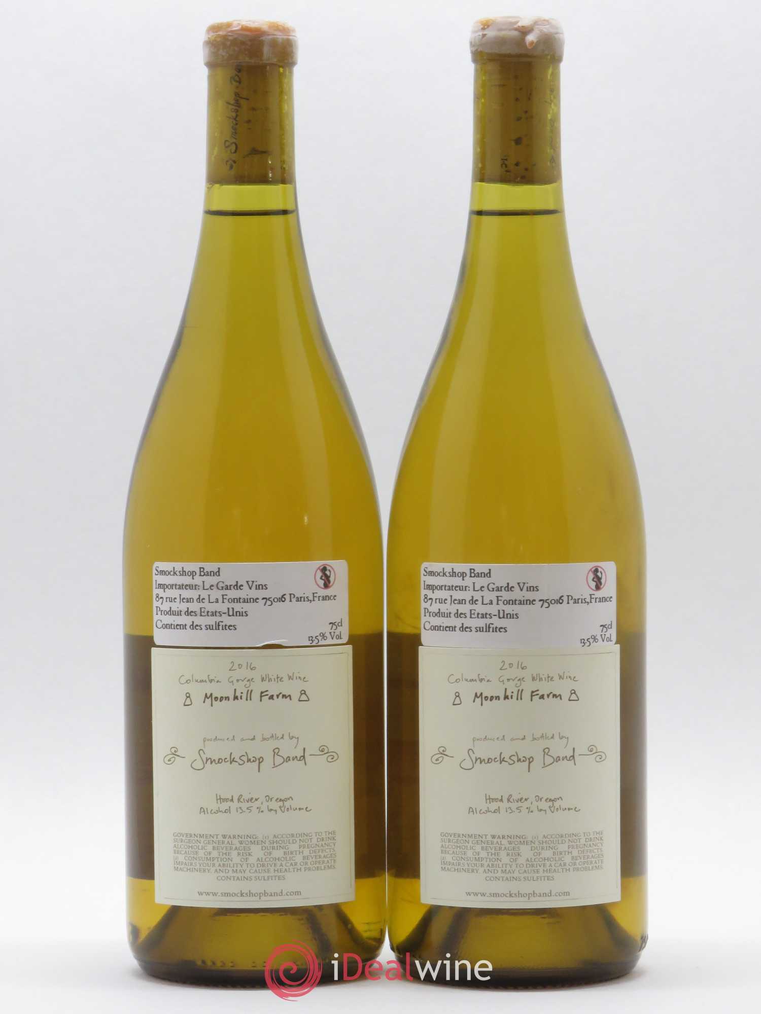 Columbia Gorge Smockshop Band Moonhill Farm Chardonnay Hiyu Farm 2016 - Lot de 2 bouteilles - 1