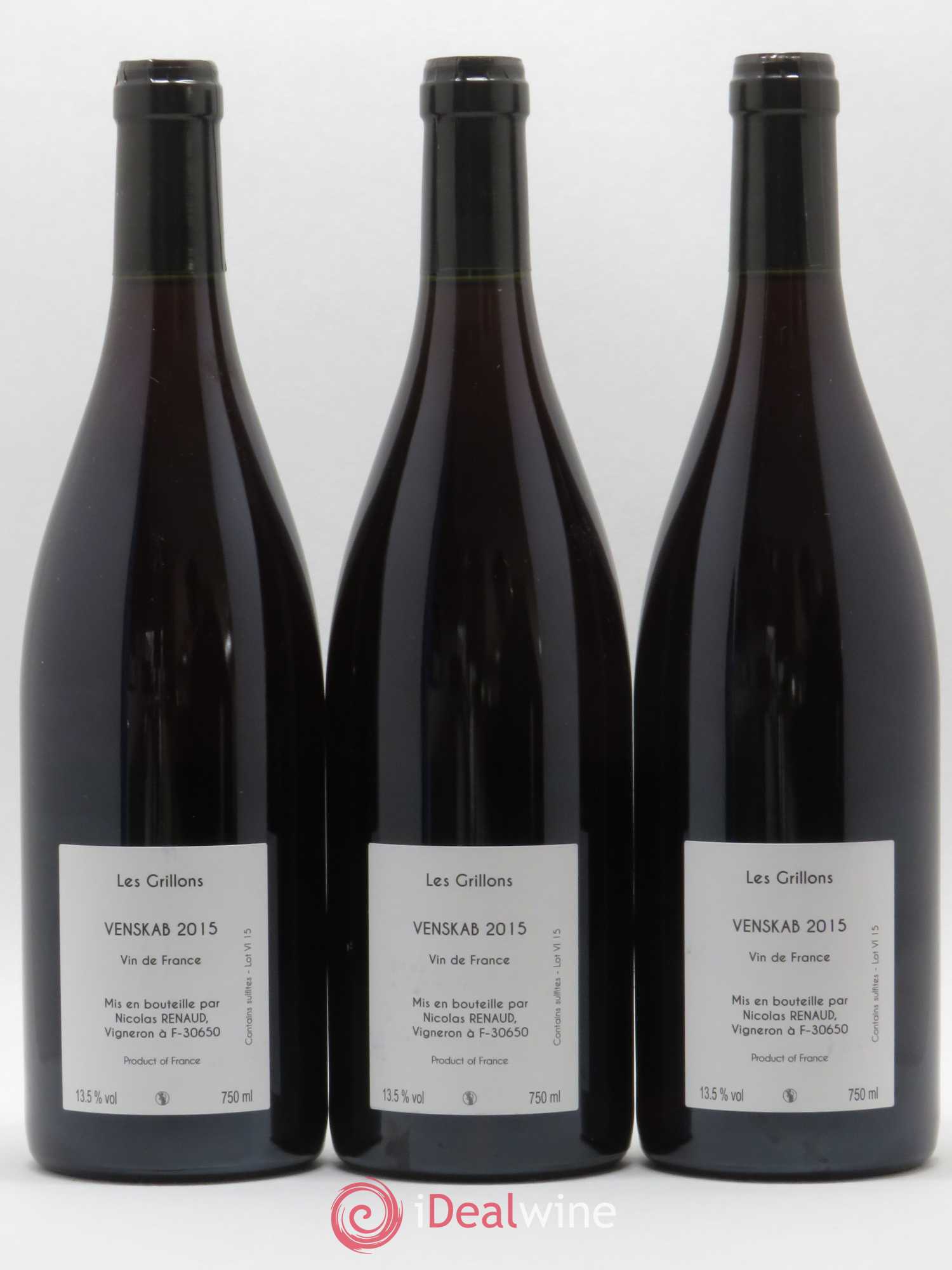 Vin de France Venskab Clos des Grillons 2015 - Lot de 3 bouteilles - 1