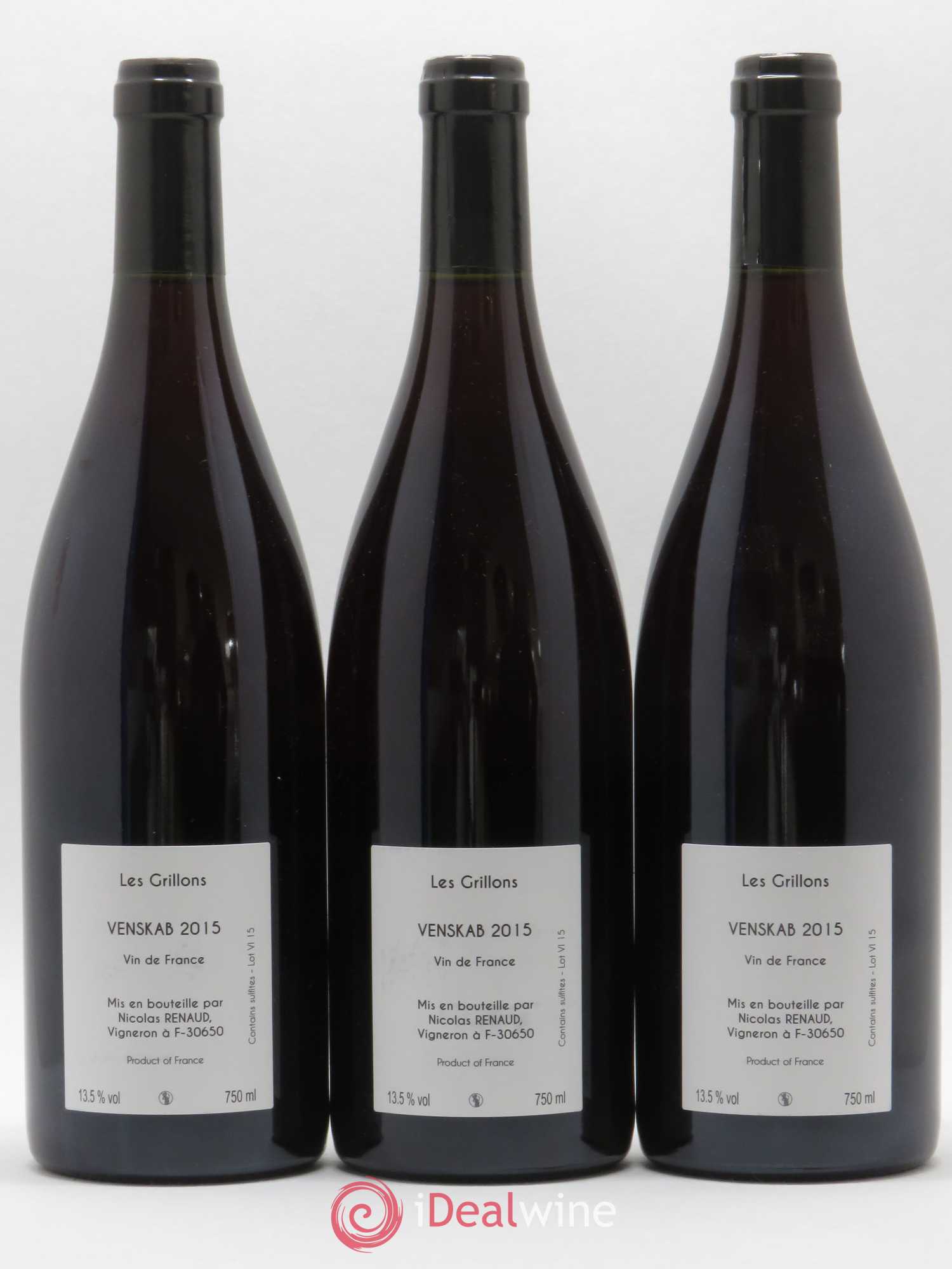 Vin de France Venskab Clos des Grillons 2015 - Lot de 3 bouteilles - 1