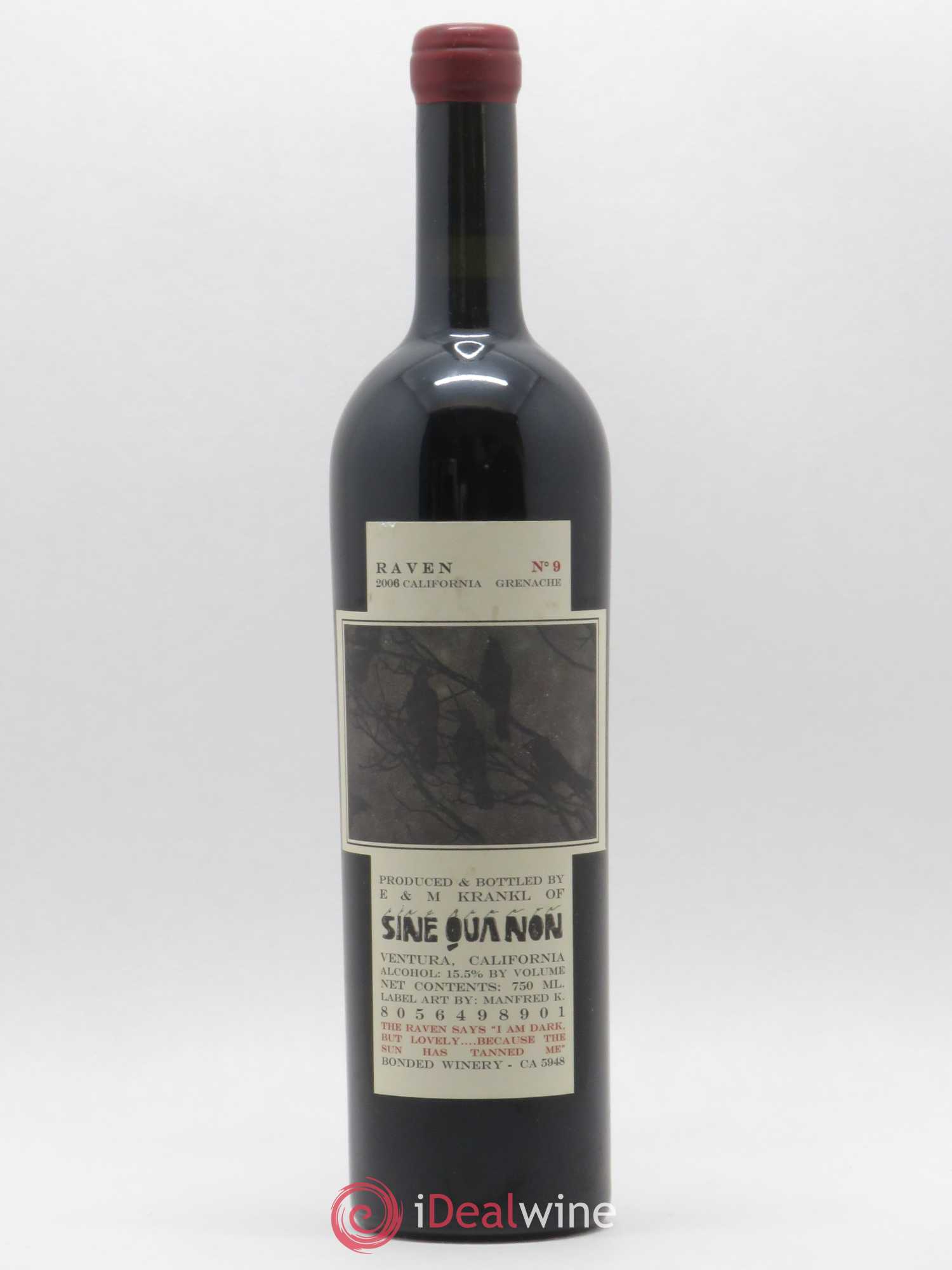 Santa Barbara Sine Qua Non Raven Manfred Krankl Grenache N°9 2006 - Lot de 1 bouteille - 0