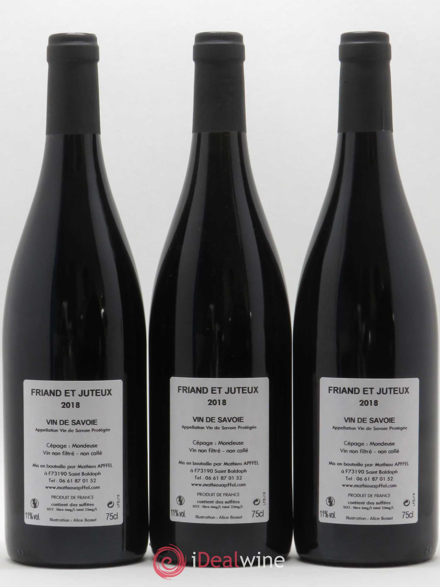 Vin de Savoie Friand et Juteux Mathieu Apffel 2018 - Lot de 3 bouteilles - 1