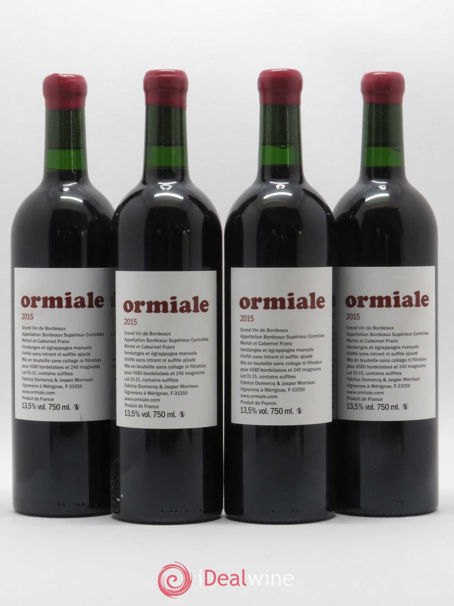 Bordeaux Supérieur Château Ormiale 2015 - Lot de 4 bouteilles - 0