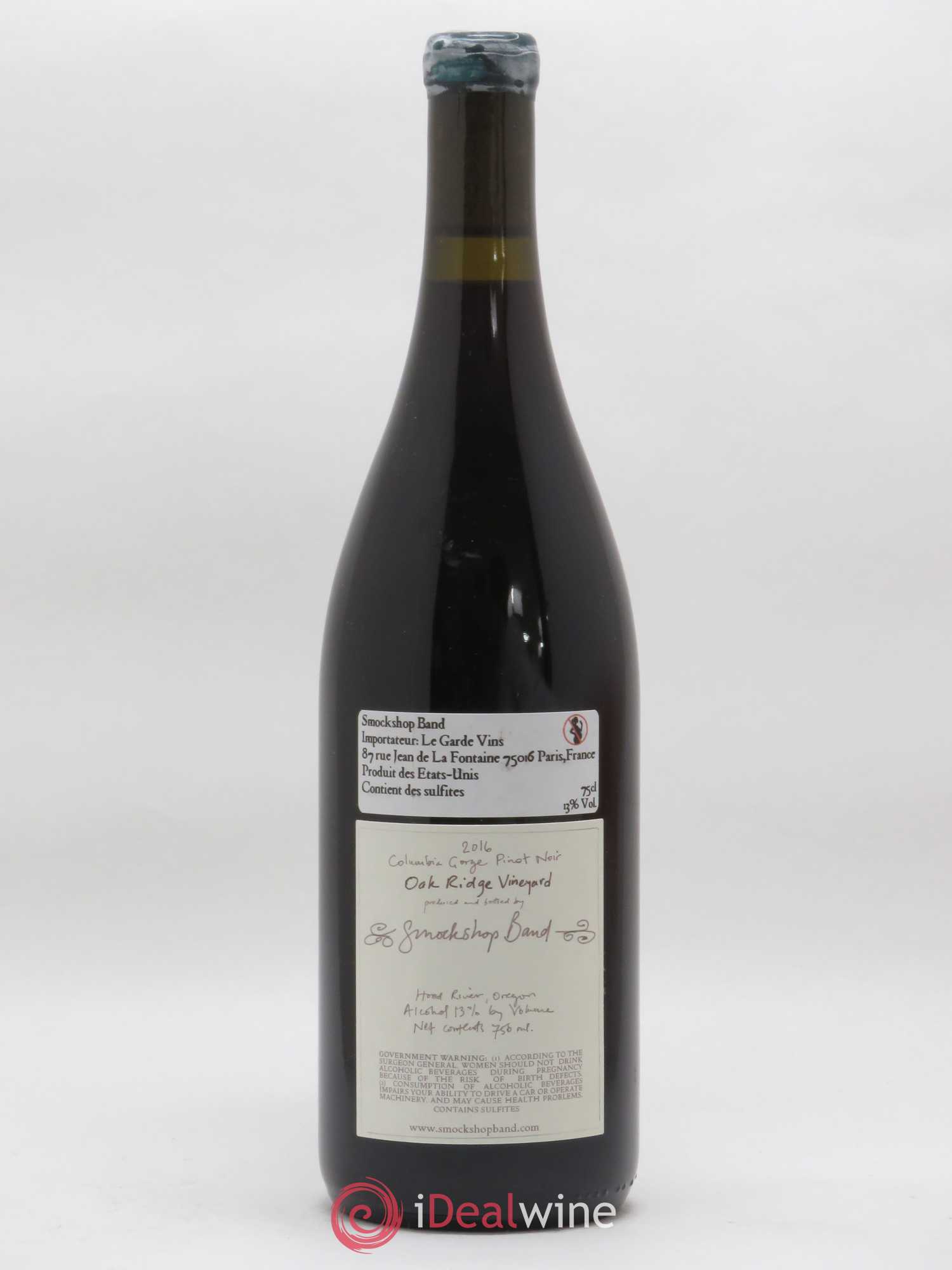 Columbia Gorge Smockshop Band Oak Ridge Hiyu Farm Pinot Noir 2016 - Lot de 1 bouteille - 1