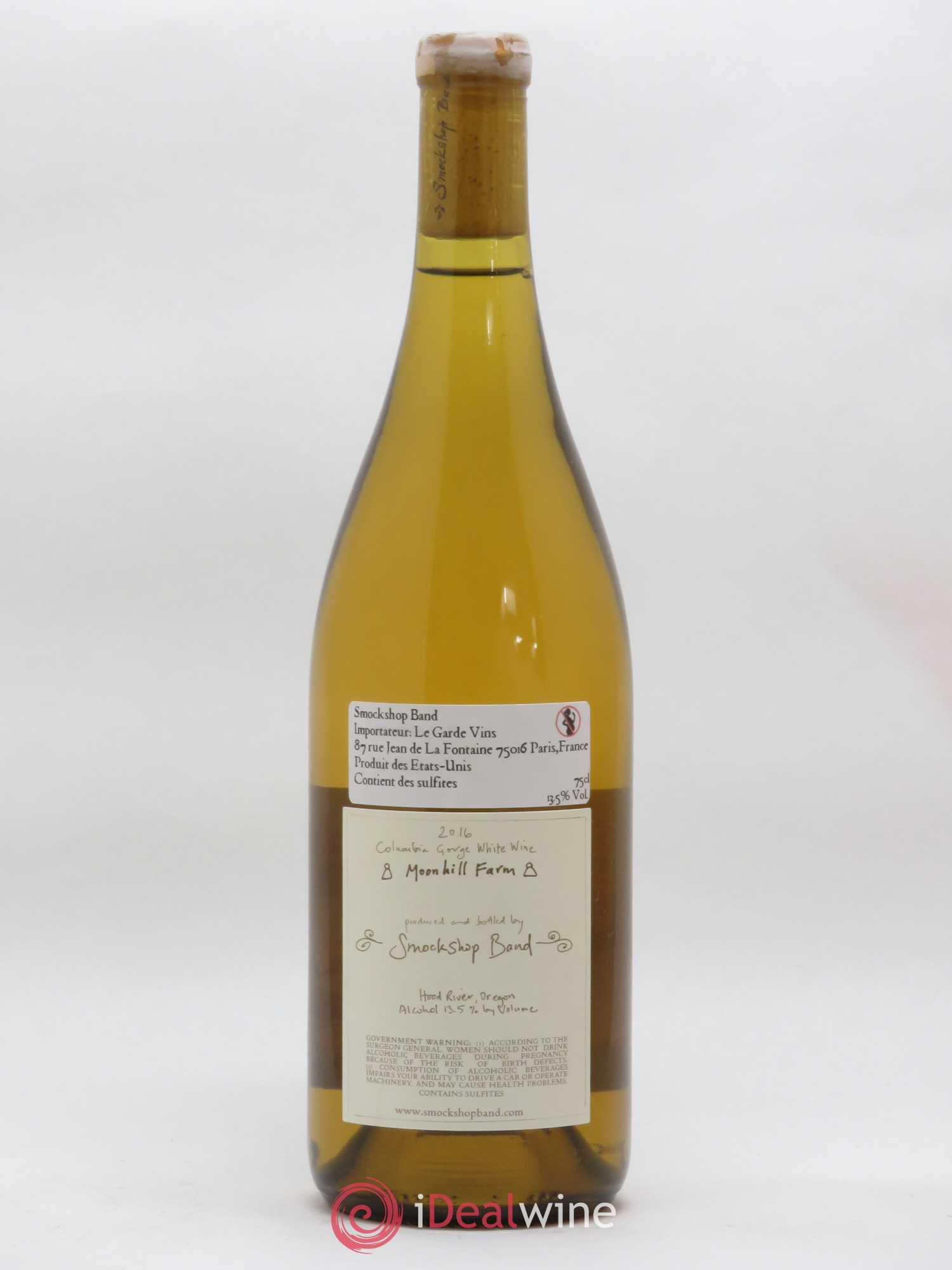 Columbia Gorge Smockshop Band Moonhill Farm Chardonnay Hiyu Farm 2016 - Lot de 1 bouteille - 1