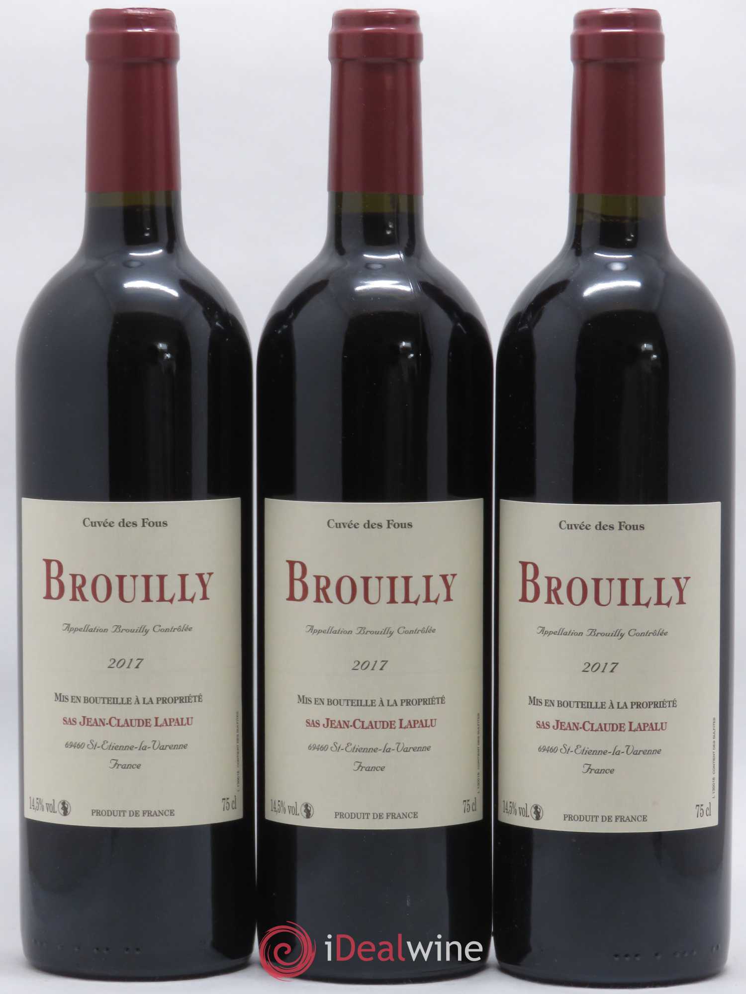 Brouilly Cuvée des Fous Jean-Claude Lapalu 2017 - Lot de 3 bouteilles - 0