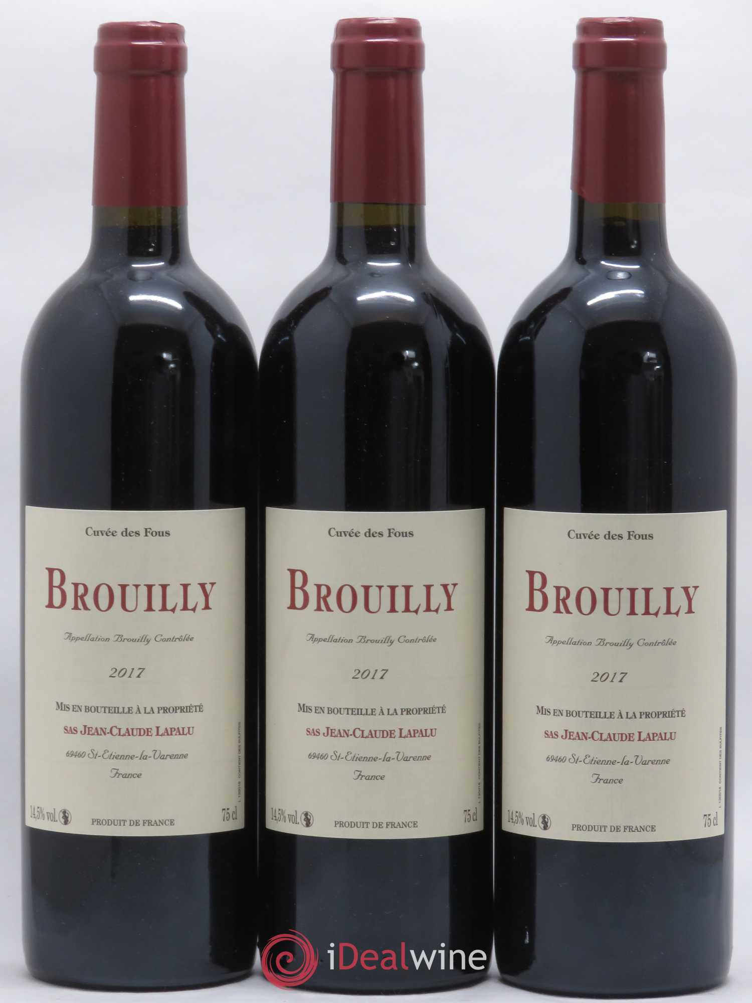 Brouilly Cuvée des Fous Jean-Claude Lapalu 2017 - Lot de 3 bouteilles - 0