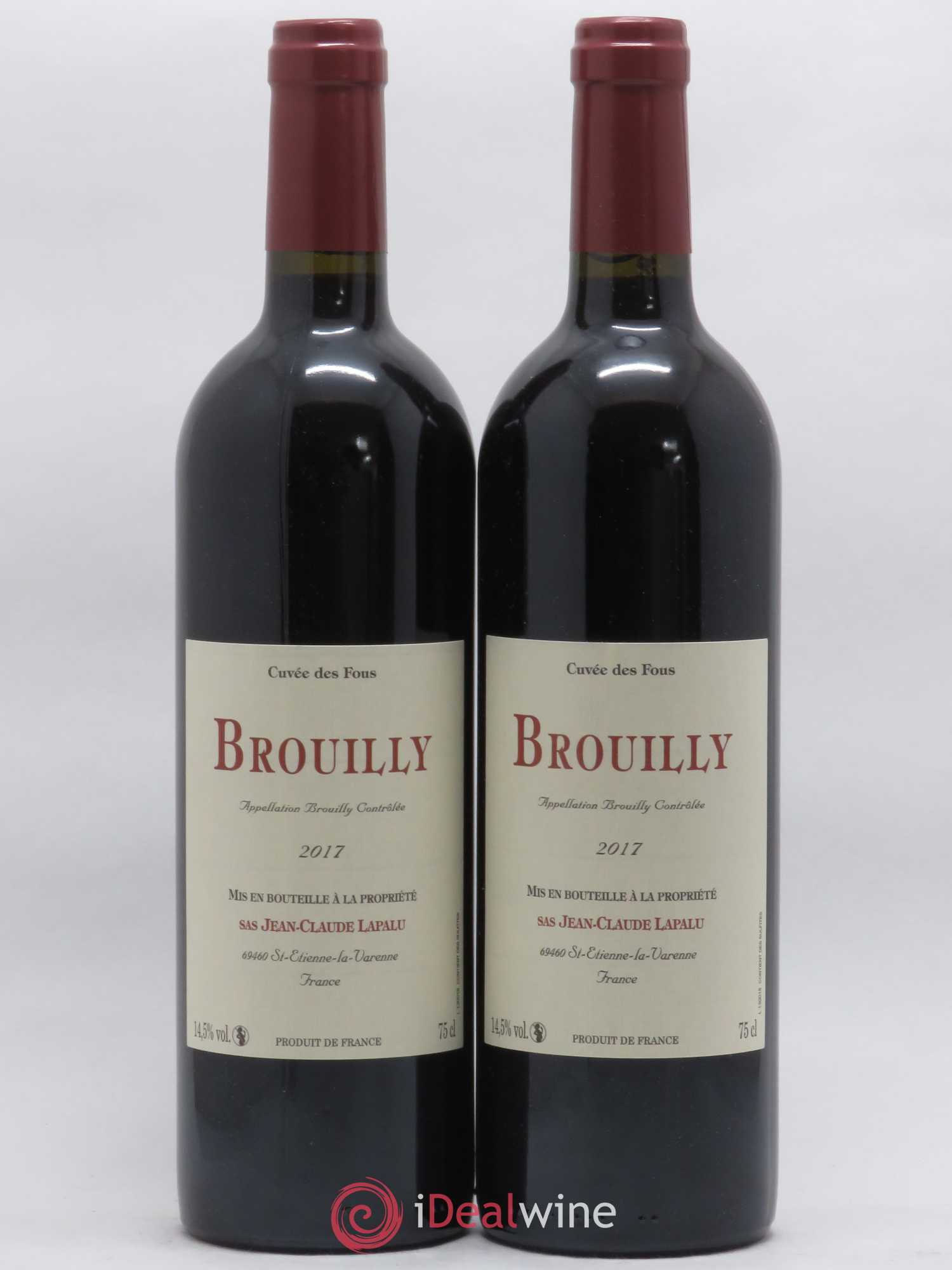 Brouilly Cuvée des Fous Jean-Claude Lapalu 2017 - Lot de 2 bouteilles - 0