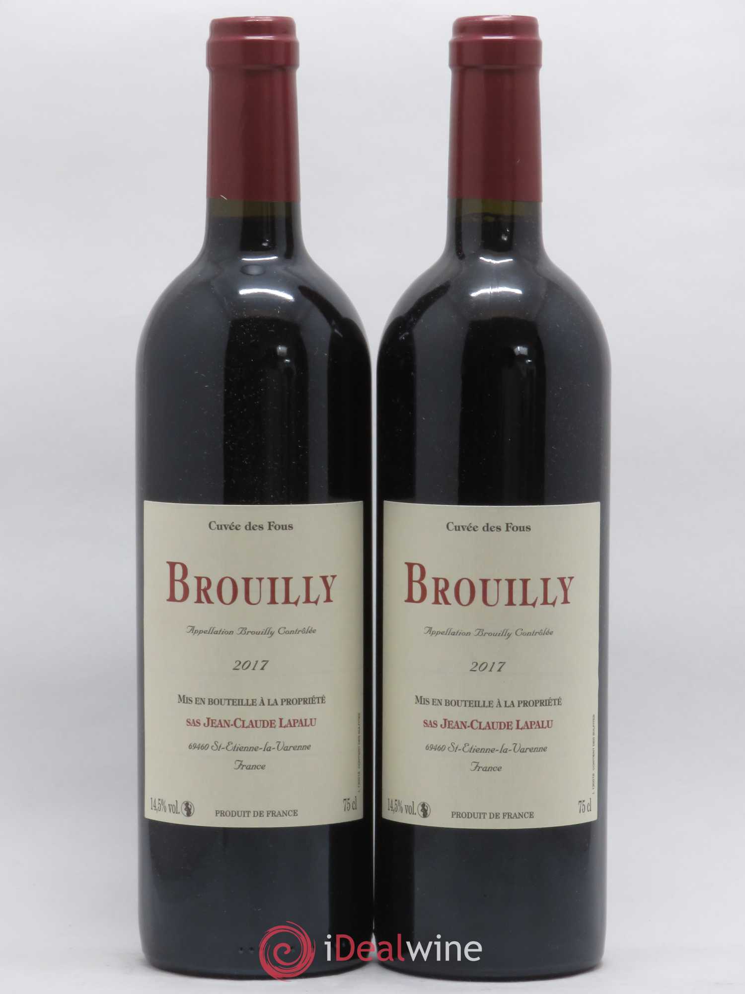 Brouilly Cuvée des Fous Jean-Claude Lapalu 2017 - Lot de 2 bouteilles - 0