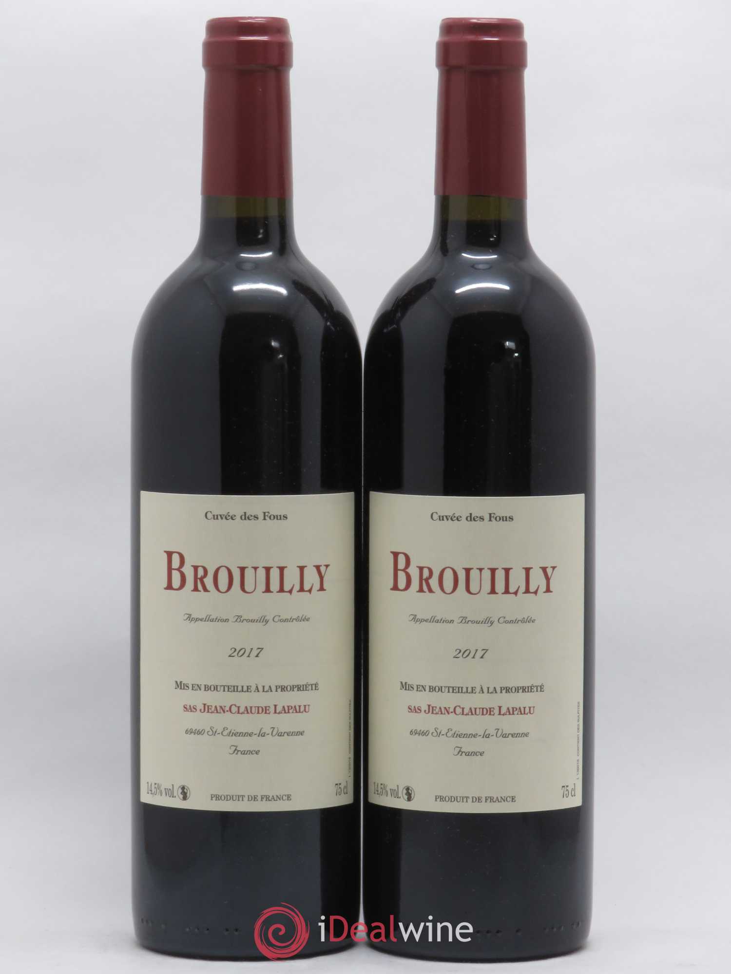 Brouilly Cuvée des Fous Jean-Claude Lapalu 2017 - Lot de 2 bouteilles - 0