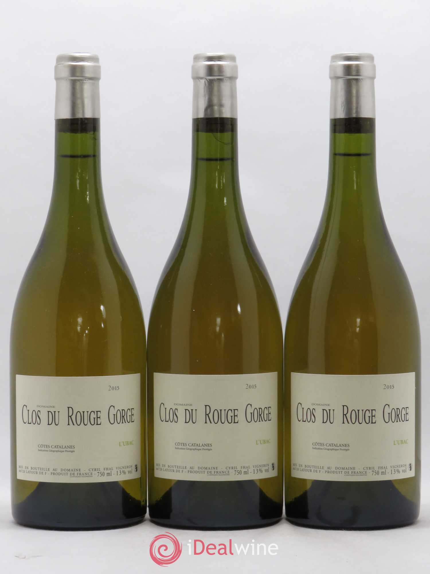 Côtes Catalanes Clos du Rouge Gorge L'Ubac Cyril Fhal 2015 - Lot de 3 bouteilles - 0