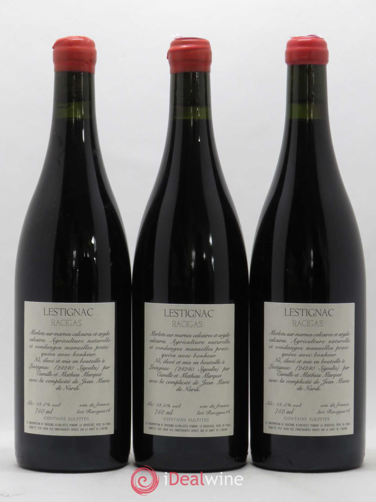 Sud-Ouest Vin de France Racigas Château Lestignac 2016 - Lot de 3 bouteilles - 1