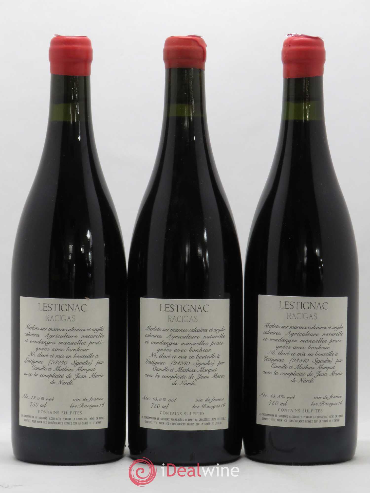 Sud-Ouest Vin de France Racigas Château Lestignac 2016 - Lot de 3 bouteilles - 1