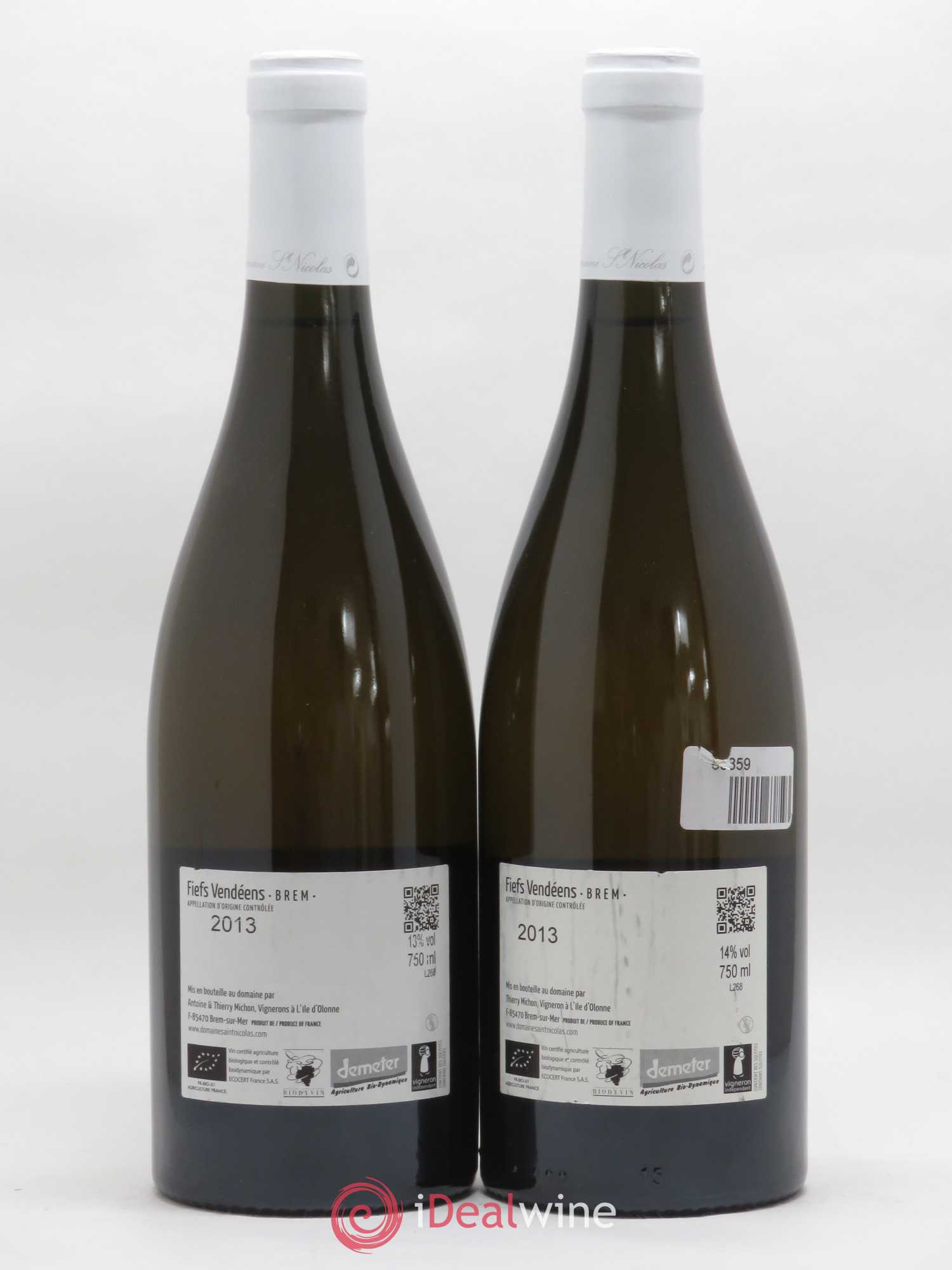 Fiefs Vendéens Brem Haut des Clous Domaine Saint Nicolas 2013 - Lot de 2 bouteilles - 1
