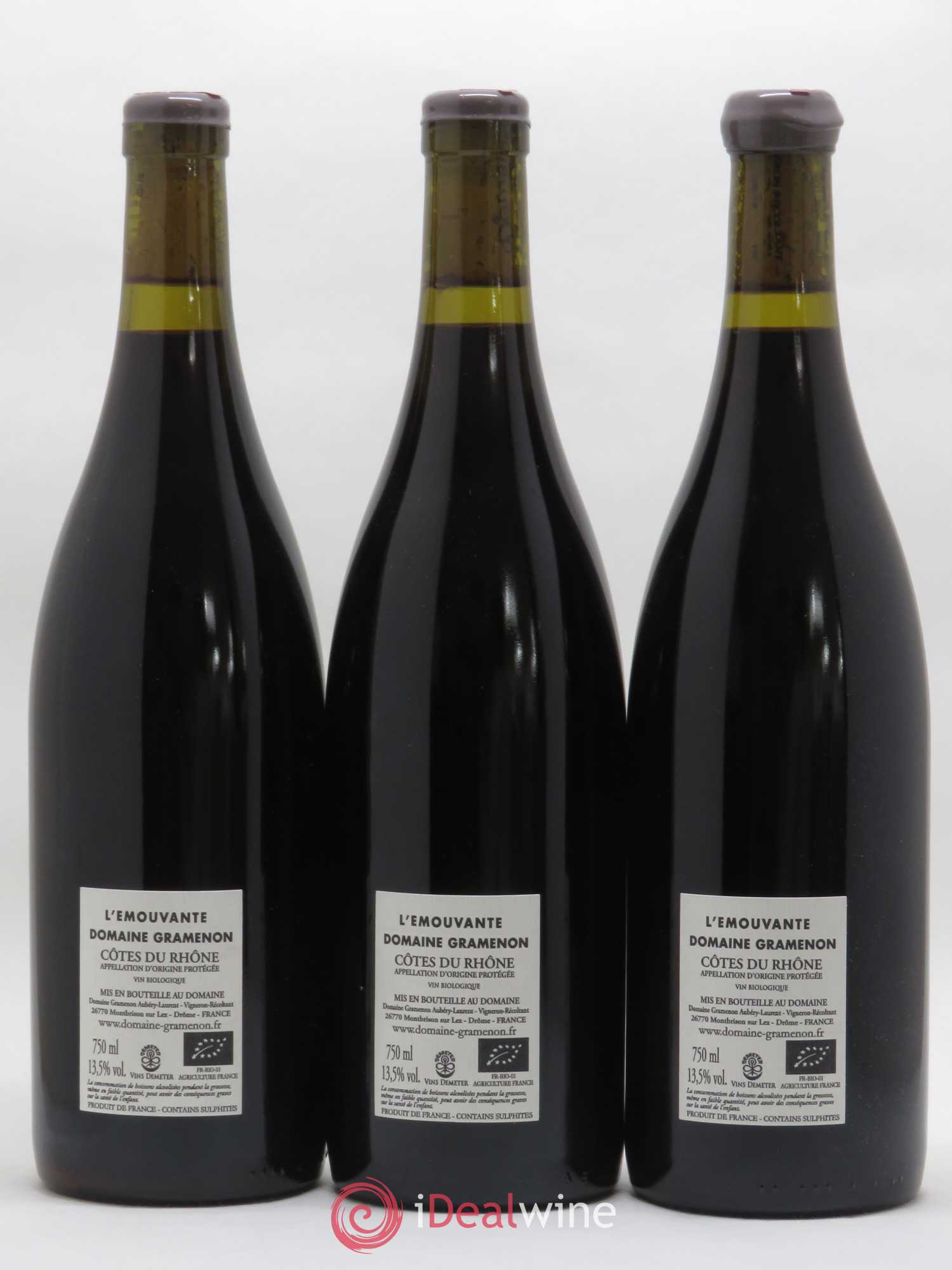 Côtes-du-Rhône L'émouvante Gramenon (Domaine) 2018 - Lot de 3 bouteilles - 1