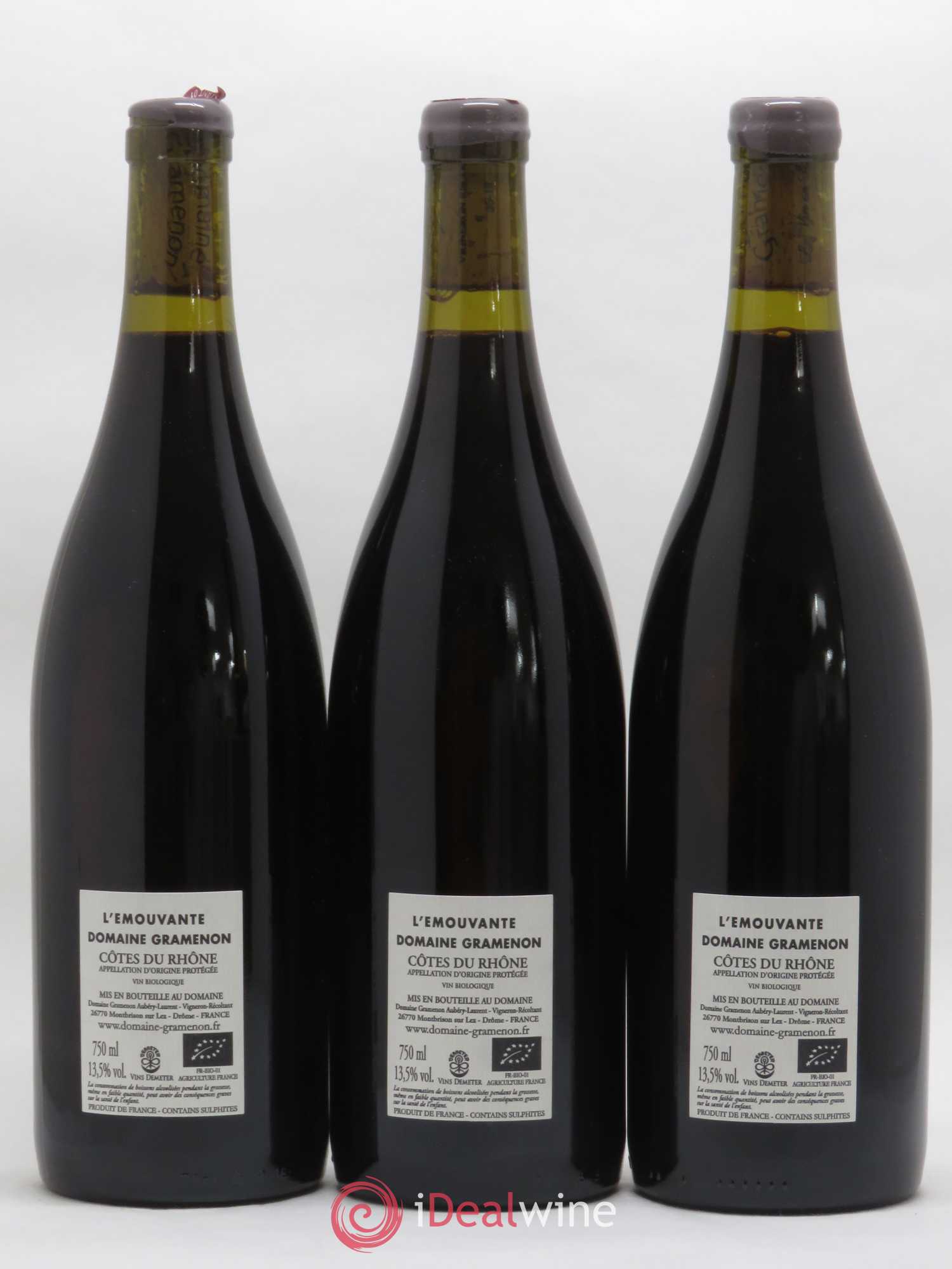 Côtes-du-Rhône L'émouvante Gramenon (Domaine) 2018 - Lot de 3 bouteilles - 1