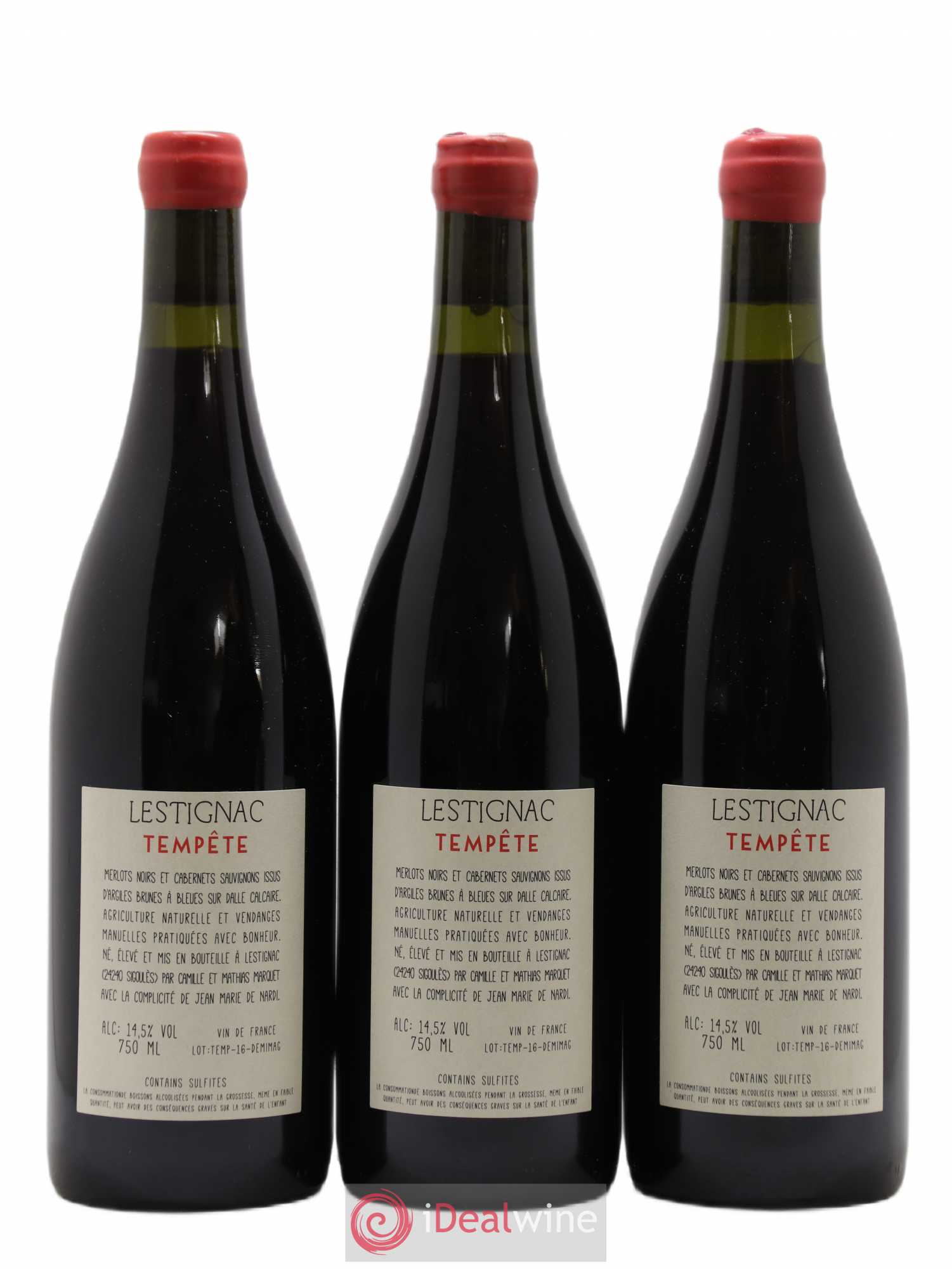 Sud-Ouest Vin de France Tempete Lestignac 2016 - Posten von 3 Flaschen - 1