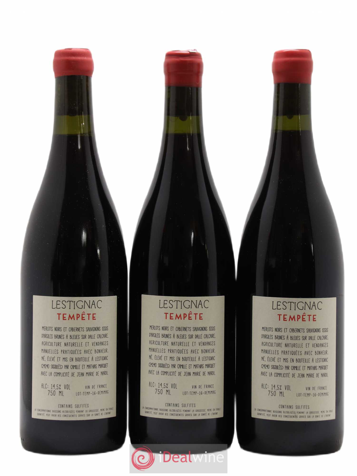 Sud-Ouest Vin de France Tempete Lestignac 2016 - Posten von 3 Flaschen - 1