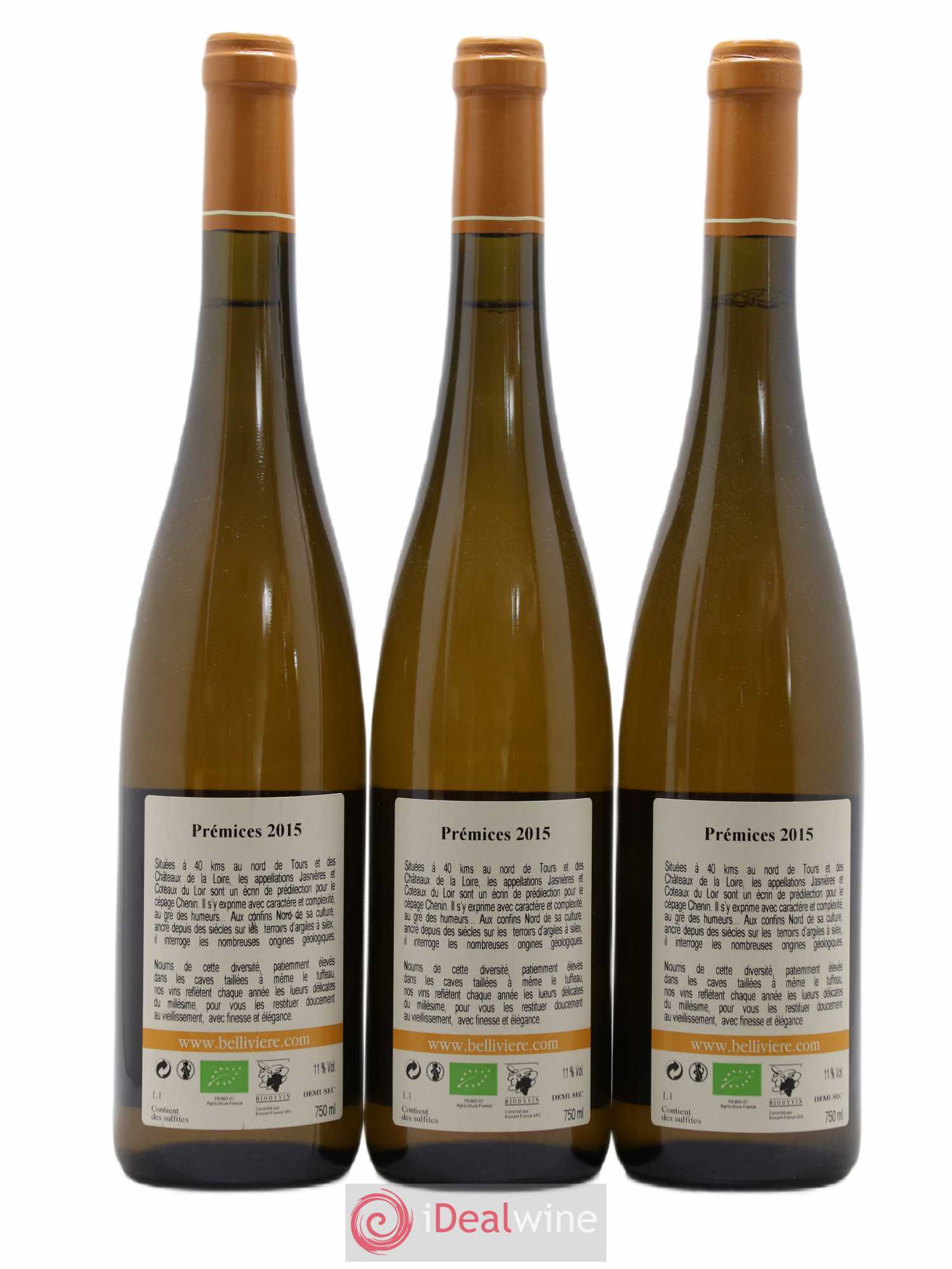 Jasnières Les Prémices Domaine de Bellivière 2015 - Lot de 3 bouteilles - 1