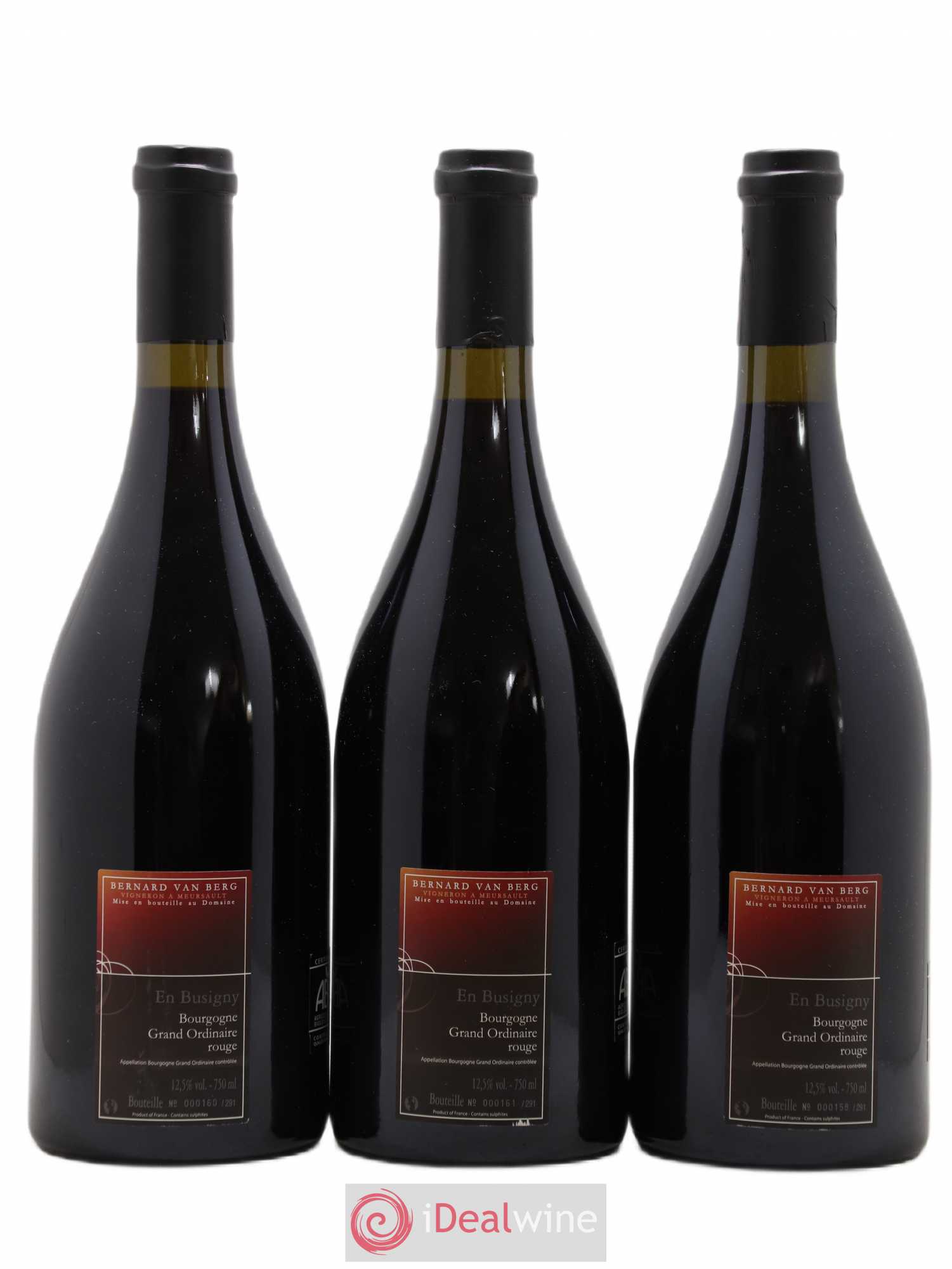 Bourgogne Grand Ordinaire En Busigny Bernard Van Berg Le vin le plus simplement 2009 - Lot de 3 bouteilles - 1