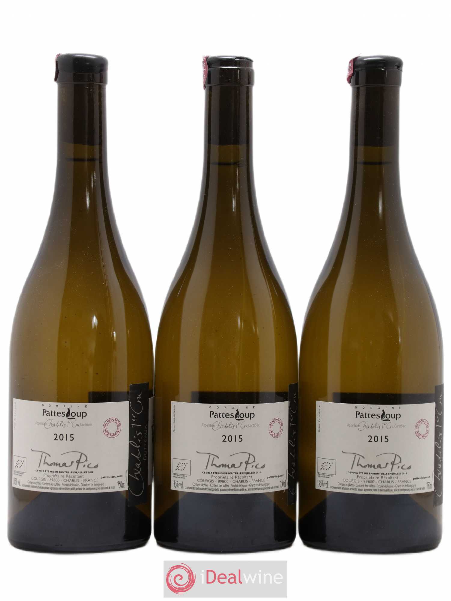 Chablis 1er Cru Butteaux Pattes Loup (Domaine) 2015 - Lot de 3 bouteilles - 1
