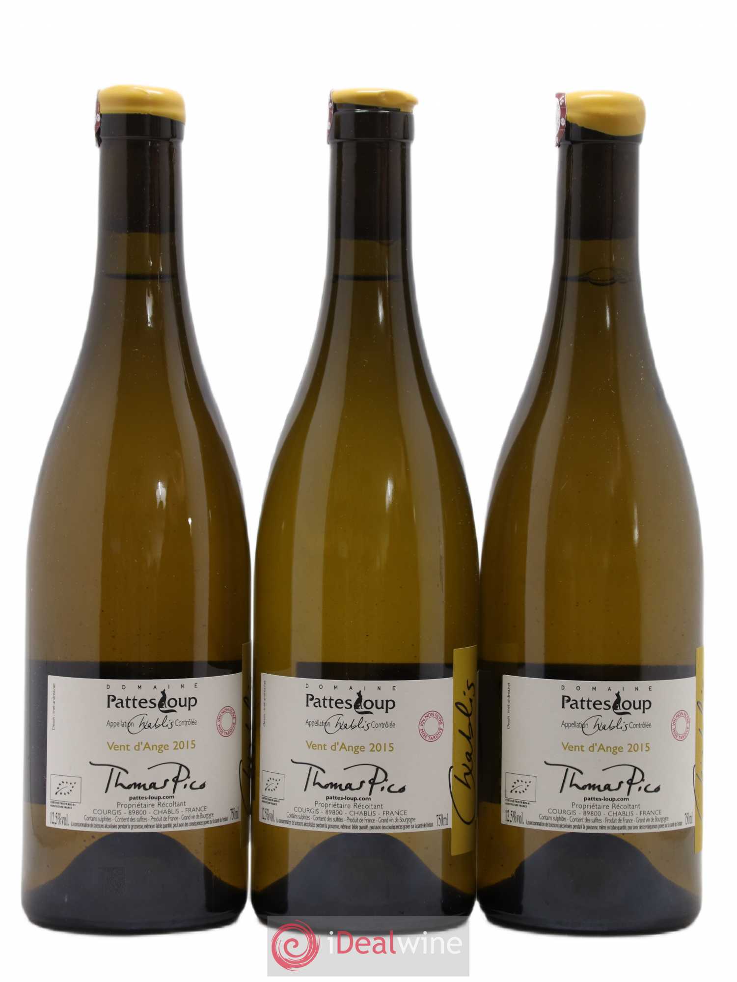 Chablis Vent d'Ange Pattes Loup (Domaine) 2015 - Lot de 3 bouteilles - 1