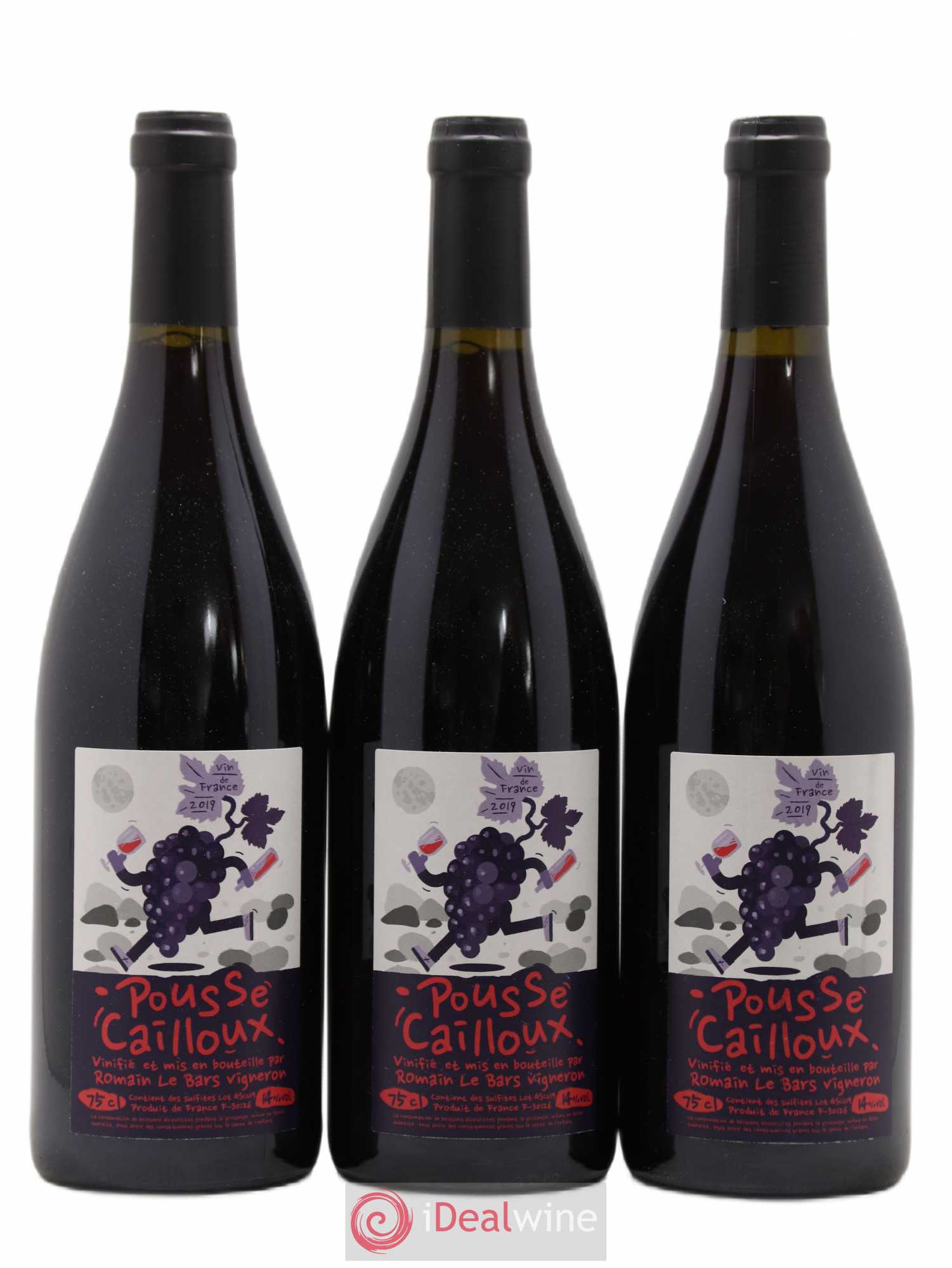 Vin de France Pousse Cailloux Romain Le Bars 2019 - Lot de 3 bouteilles - 0