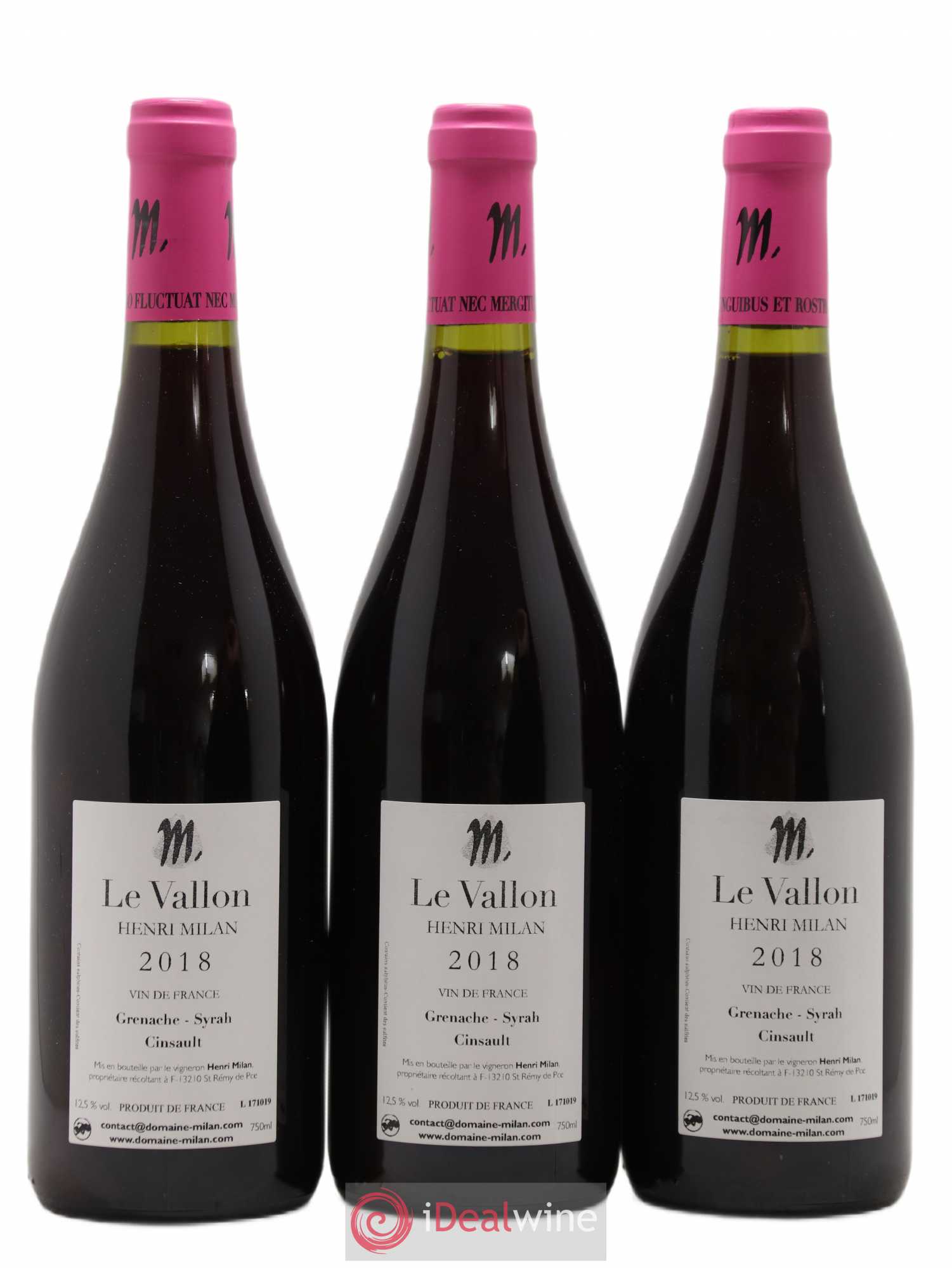Vin de France Le Vallon Henri Milan 2018 - Lot de 3 bouteilles - 1