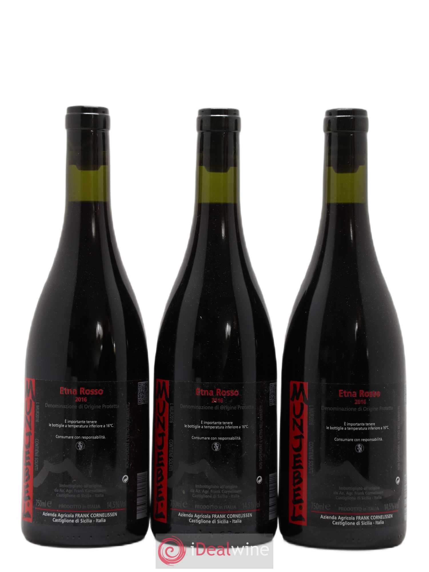 Terre Siciliane IGT Munjebel Rosso Frank Cornelissen 2016 - Lot de 3 bouteilles - 0