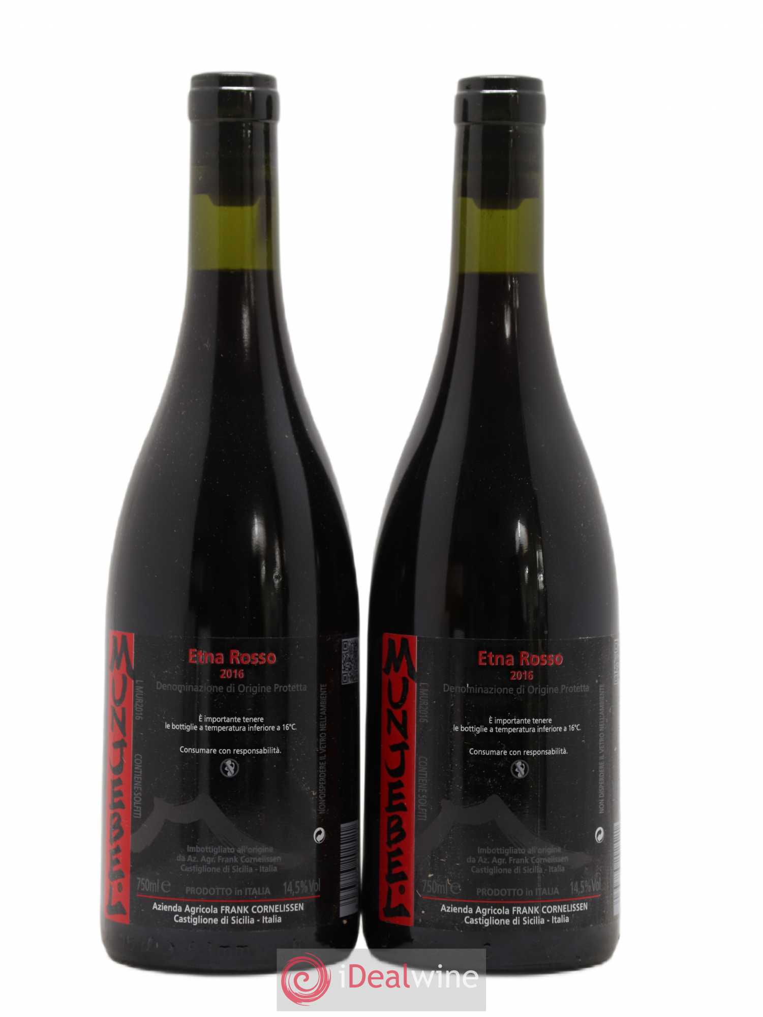 Terre Siciliane IGT Munjebel Rosso Frank Cornelissen 2016 - Lot de 2 bouteilles - 0