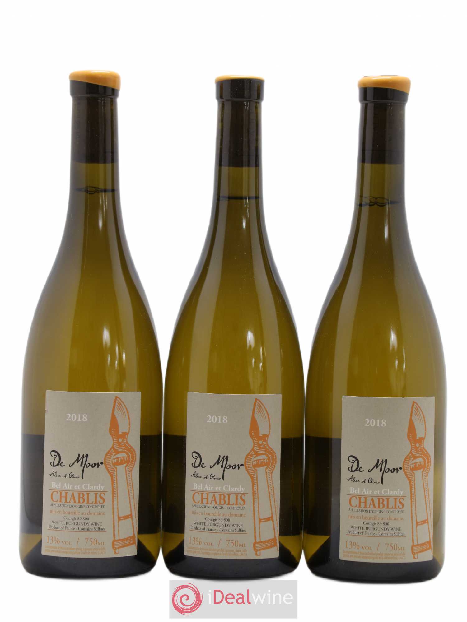 Chablis Bel Air et Clardy Alice et Olivier De Moor 2018 - Lot de 3 bouteilles - 0