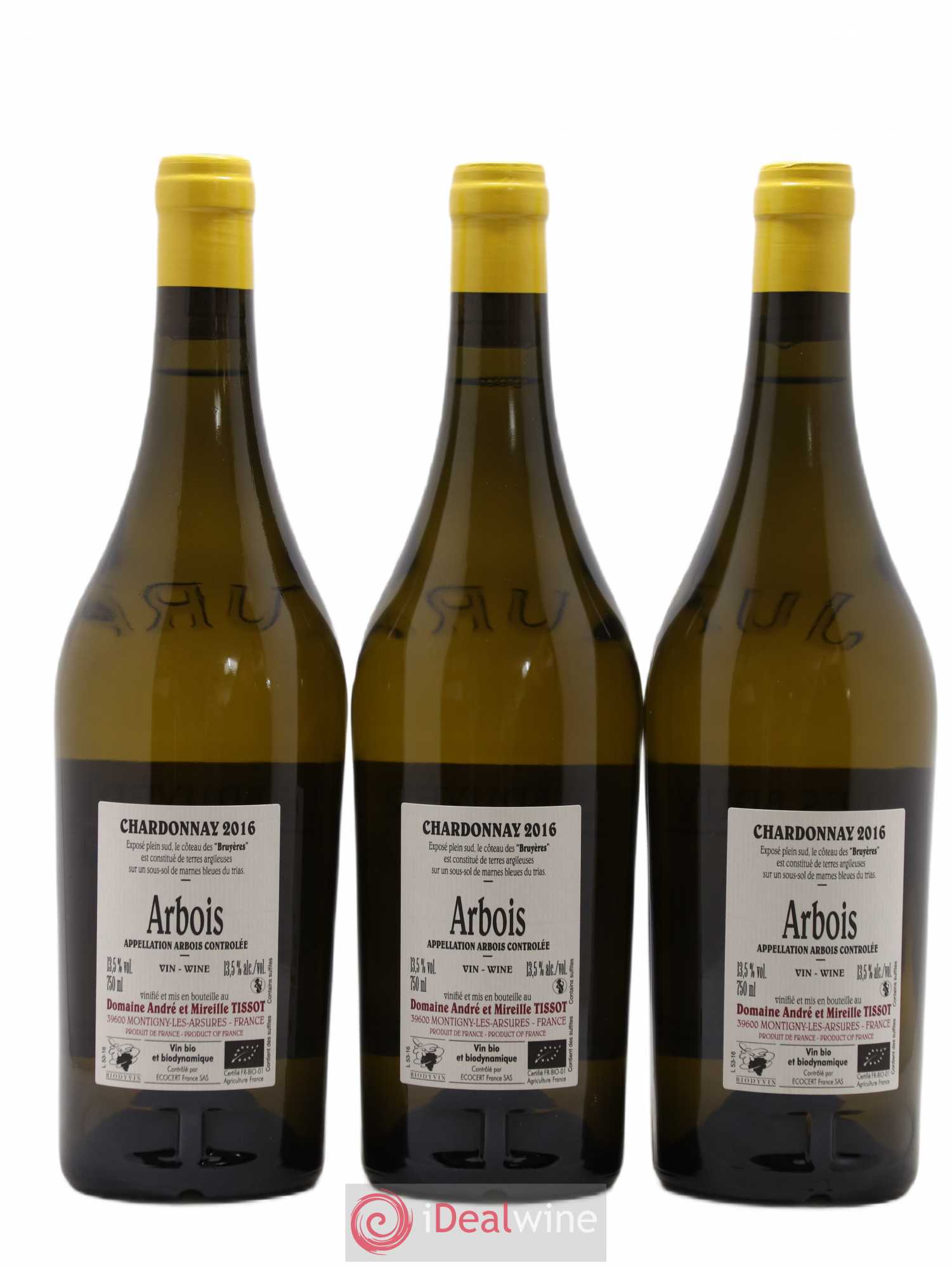 Arbois Chardonnay Les Bruyères Bénédicte et Stéphane Tissot 2016 - Lot de 3 bouteilles - 1