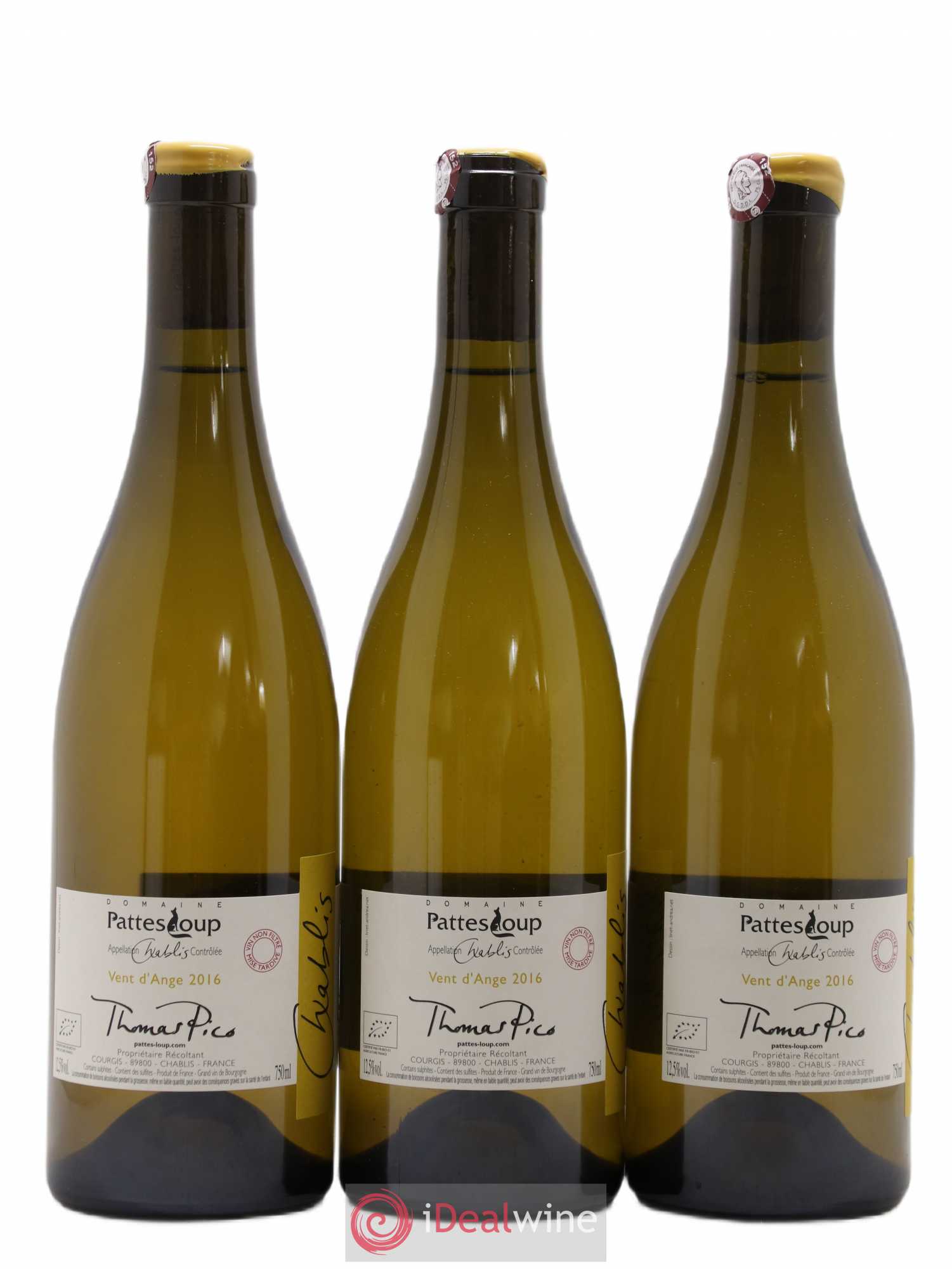 Chablis Vent d'Ange Pattes Loup (Domaine) 2016 - Lot de 3 bouteilles - 1