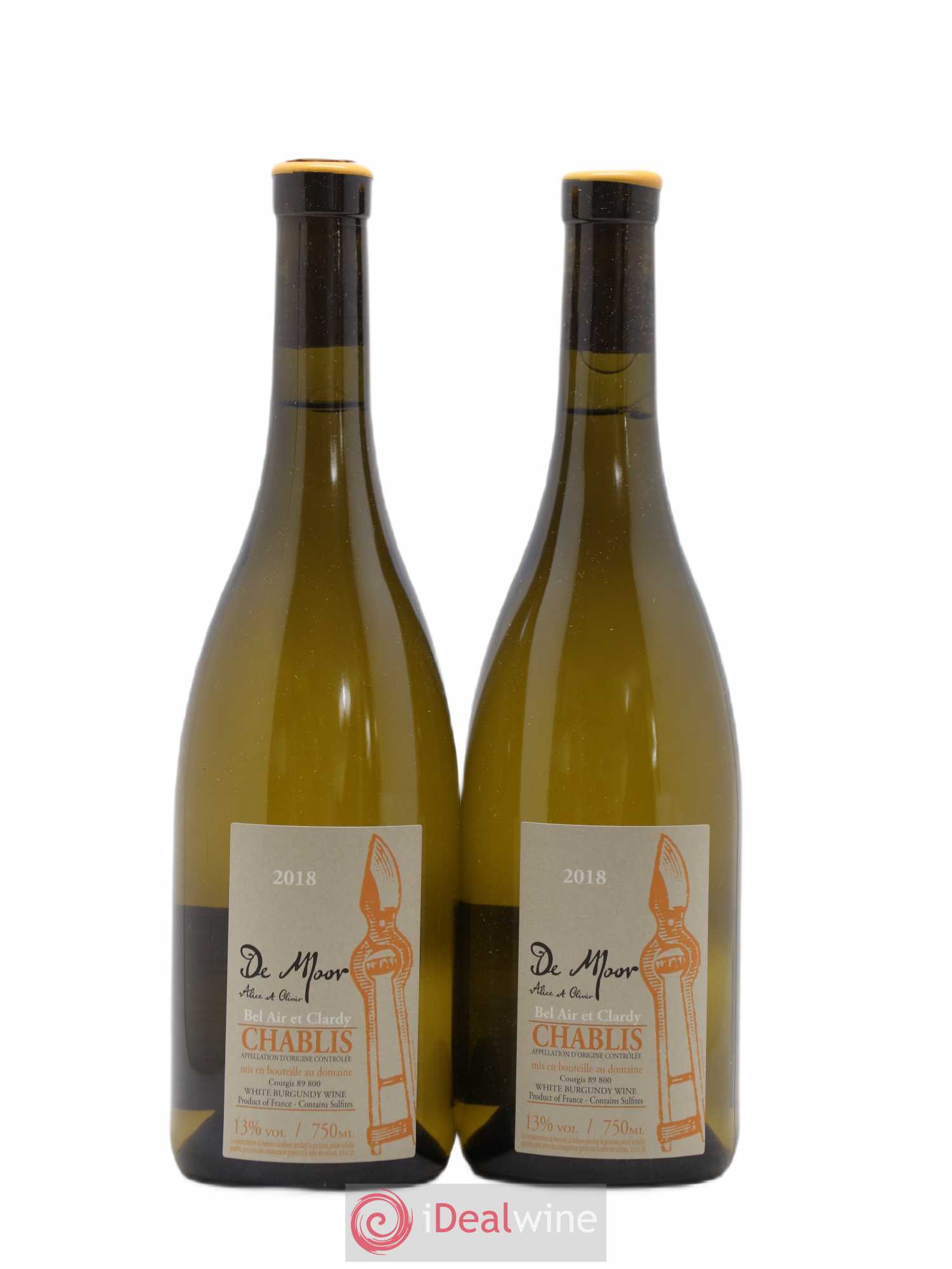 Chablis Bel Air et Clardy Alice et Olivier De Moor 2018 - Lot de 2 bouteilles - 0