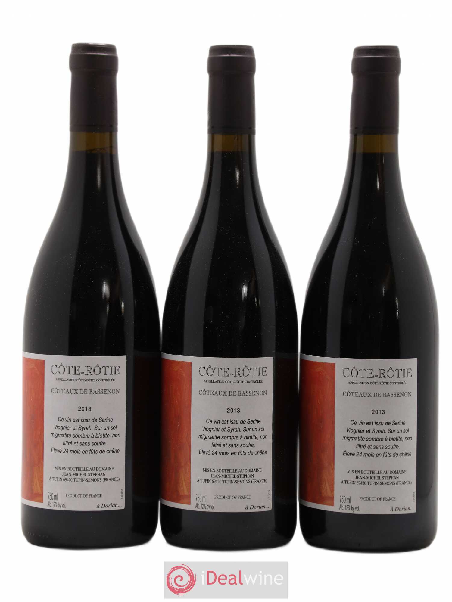 Côte-Rôtie Coteaux de Bassenon Jean-Michel Stephan 2013 - Lot de 3 bouteilles - 1