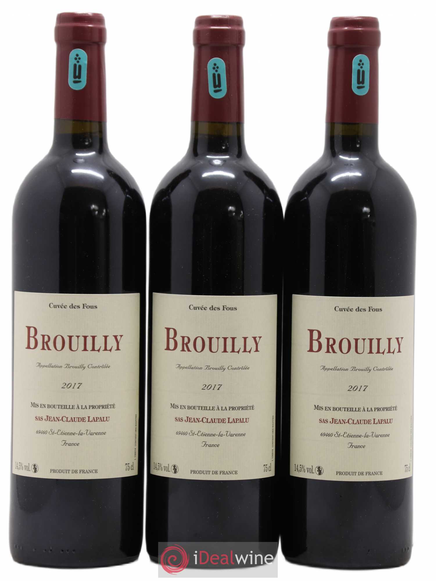 Brouilly Cuvée des Fous Jean-Claude Lapalu 2017 - Lot de 3 bouteilles - 0