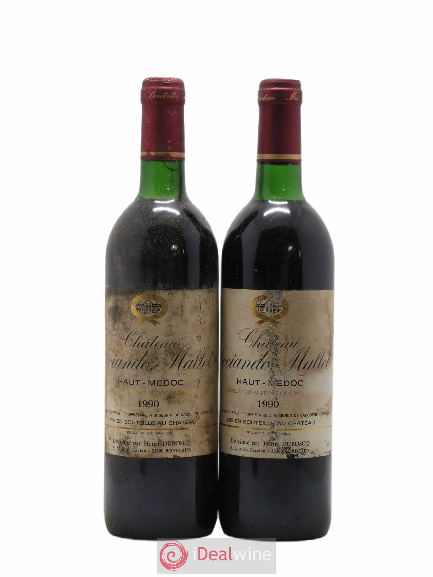 Château Sociando Mallet 1990 - Lot de 2 bouteilles - 0