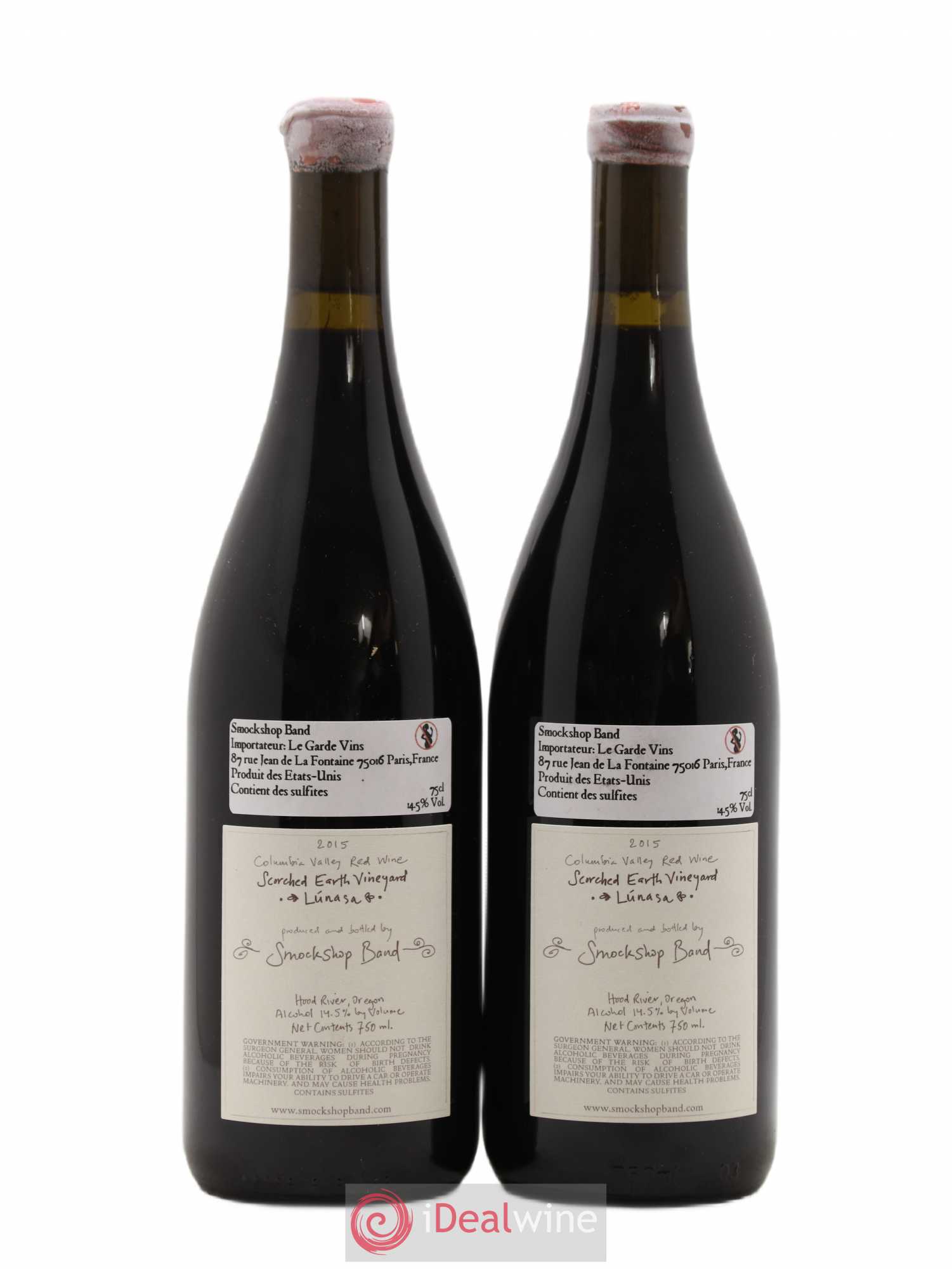Columbia Gorge Smockshop Band Sorched Earth Vineyard Lunasa Hiyu Farm 2015 - Lot de 2 bouteilles - 1